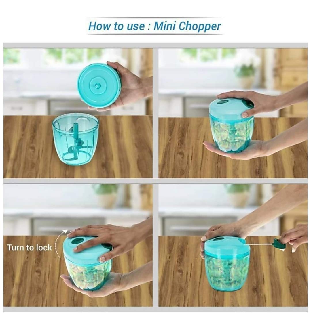 Manual Stainless Steel Compact Extra Sharp Hand Held Vegetable Chopperslicer With 5 Blades