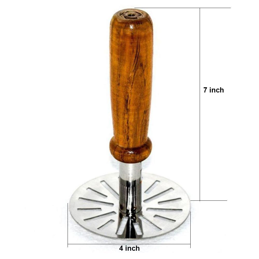 Stainless Steel Potato Masher Pav Bhaji Masher With Wooden Handle