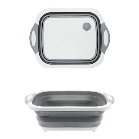 Foldable Chopping Board Dish Rack Washing Bowl Draining Basket 3In1 Multi-Function