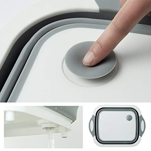 Foldable Chopping Board Dish Rack Washing Bowl Draining Basket 3In1 Multi-Function