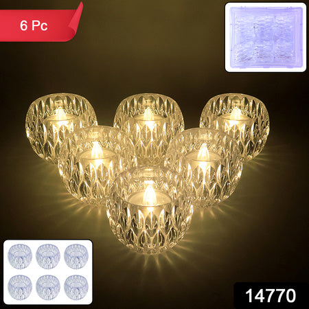 Crystal Design Led Tealight Candles (6 Pc Set)