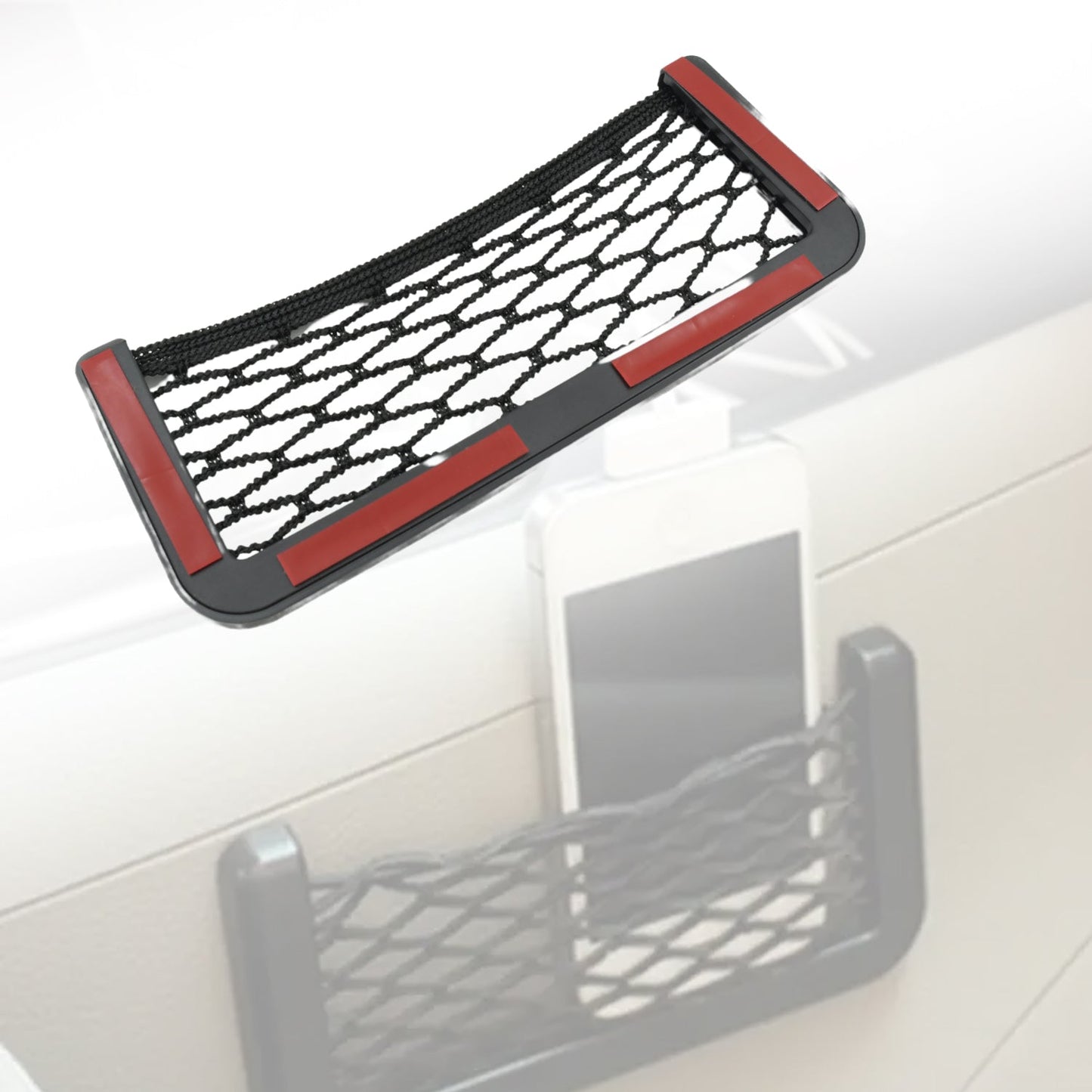 Car Storage Organize Car String Bag Car Seat Side Storage Net Bag Mesh Pocket Organizer Stick-On For Purse Bag Phone