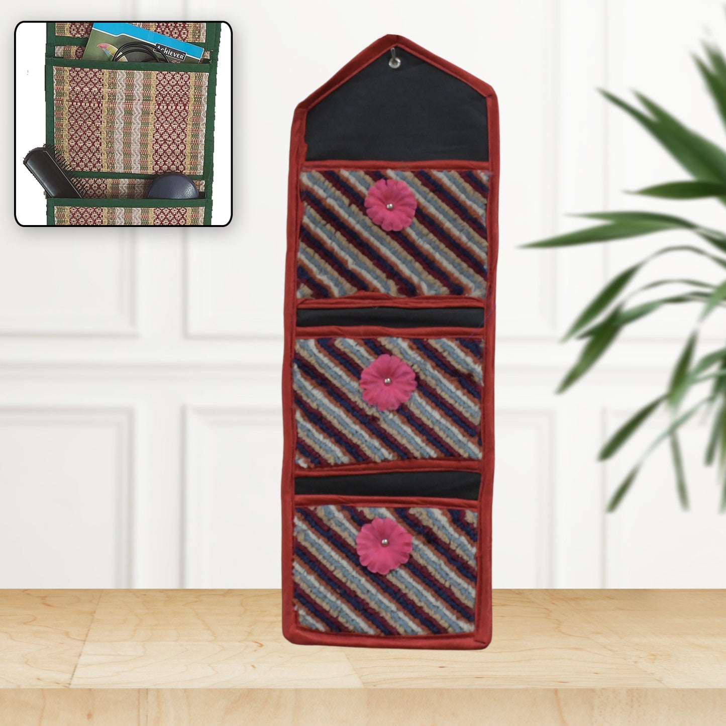 Foldable Hanging Organizer 3 Compartment Pocket Organiser Document Holder Wall Hanging Letter Holder With 3 Pockets Magazinepaper Holder Foldable Hanging Organizer
