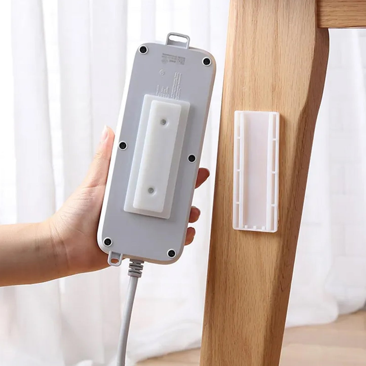 Self Adhesive No Hole Wall Mount Reusable Non Residue Plug Organizer For Home Office Multiuse Device