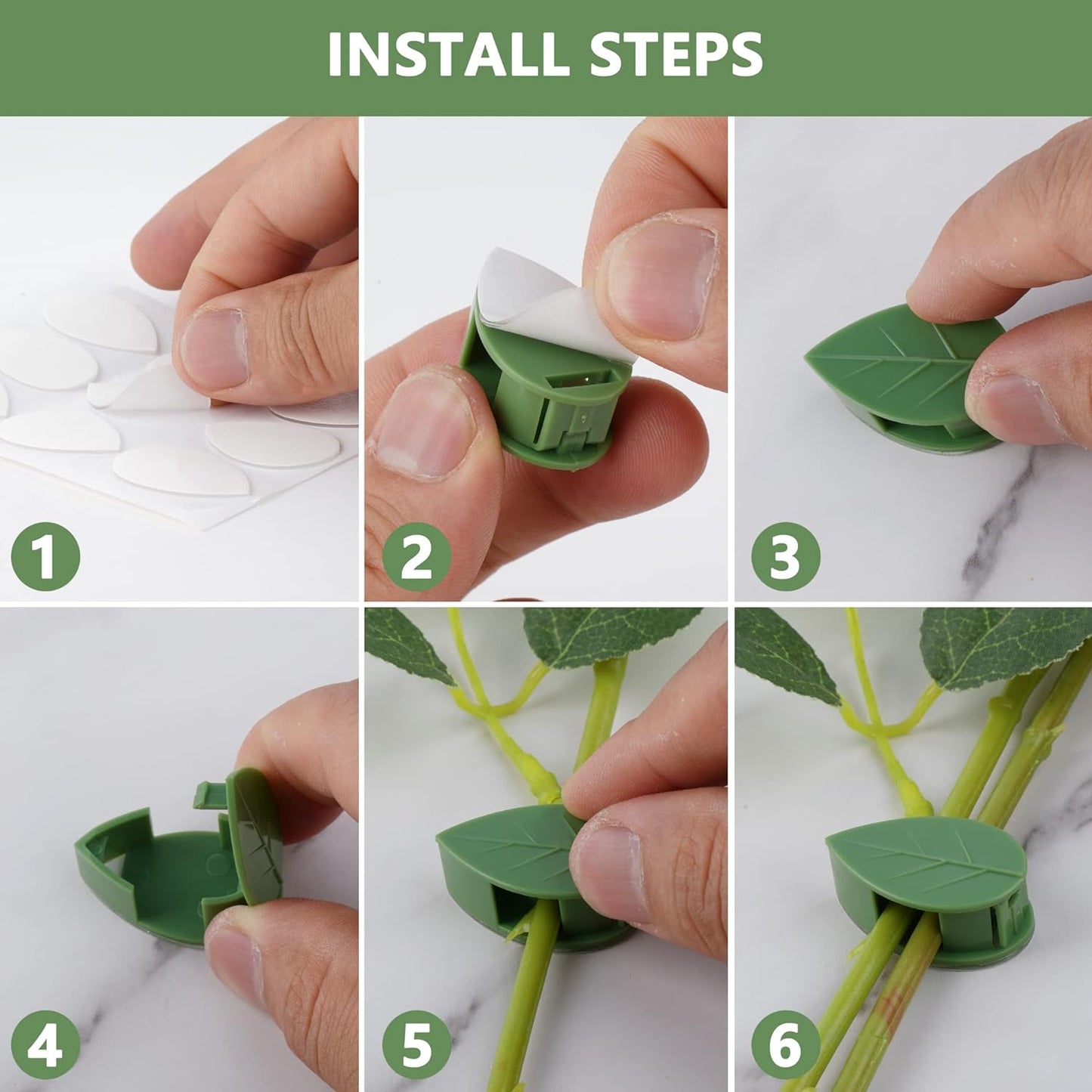 Plant Climbing Wall Fixture Clip Self-Adhesive Hook Vines Traction Invisible Stand Green Leaf Plant Clip Garden Wall Clip Plant Support Binding Clip Plants For Indoor Outdoor Decoration (30 Pcs Set)