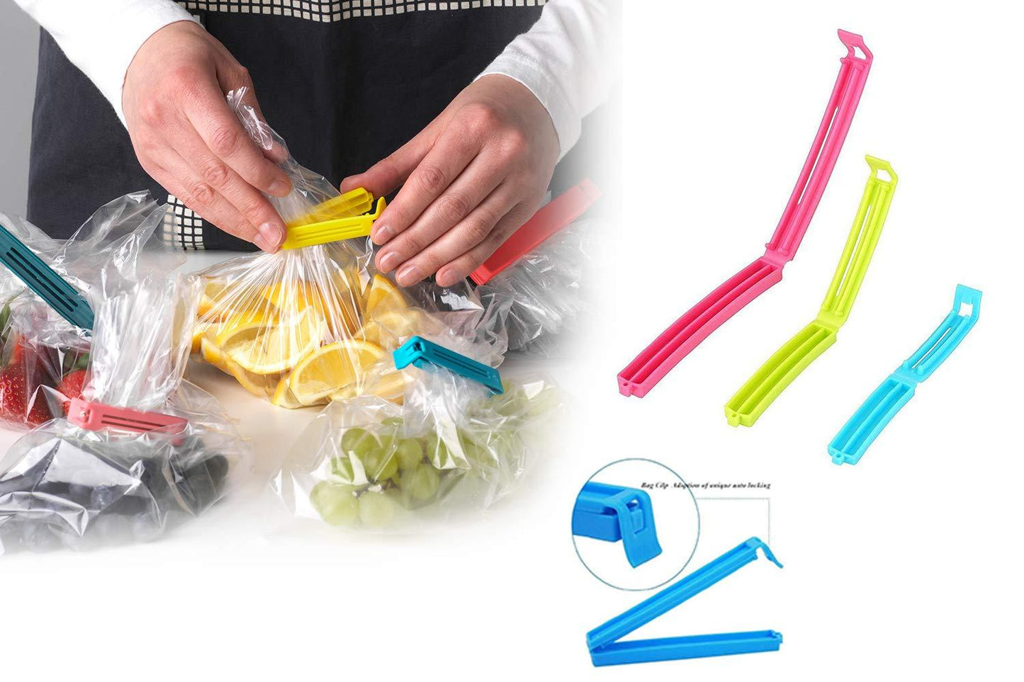 Plastic Snack Bag Clip Sealer Set (18 Pcs Multicolour)