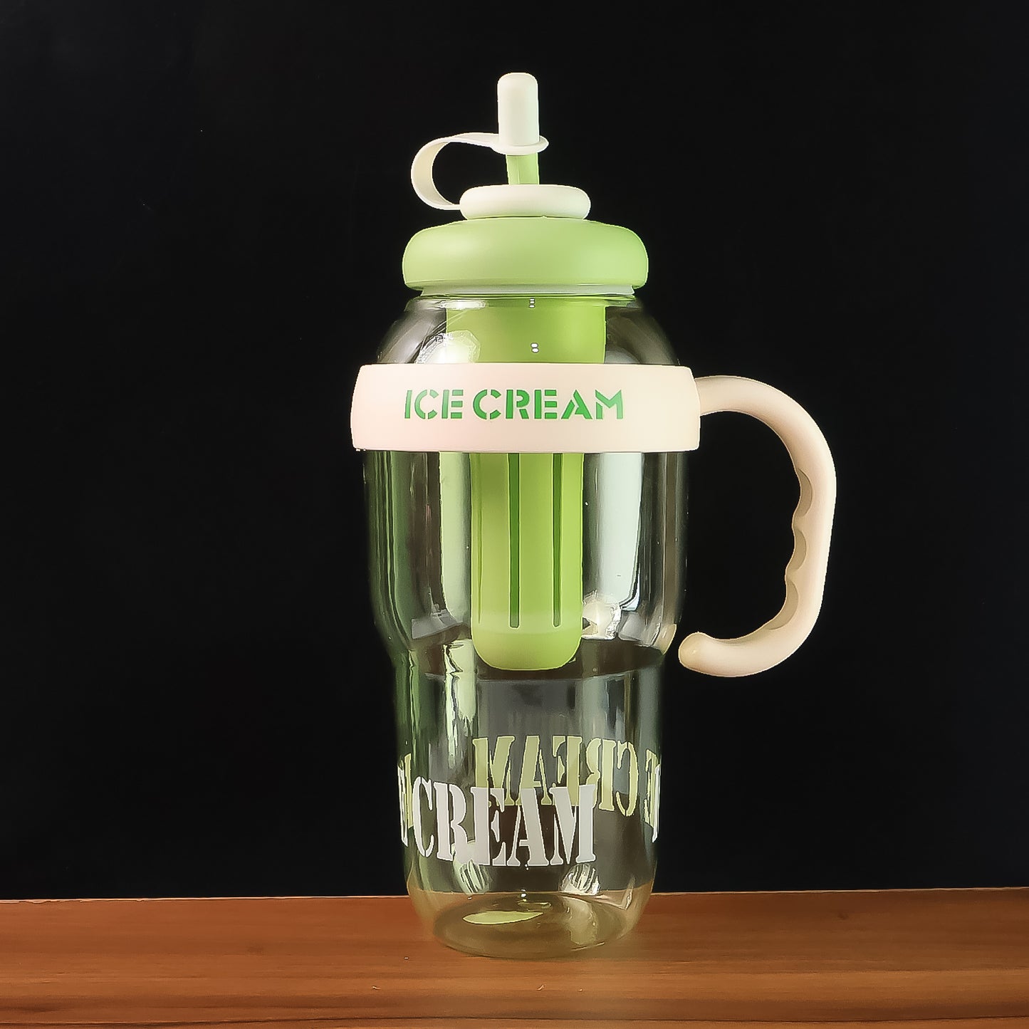 1300Ml Large Capacity Cute Ice Cream Themed Water Bottle With Handle Straw Fruit Infuser Leakproof Sipper For Kids Adults