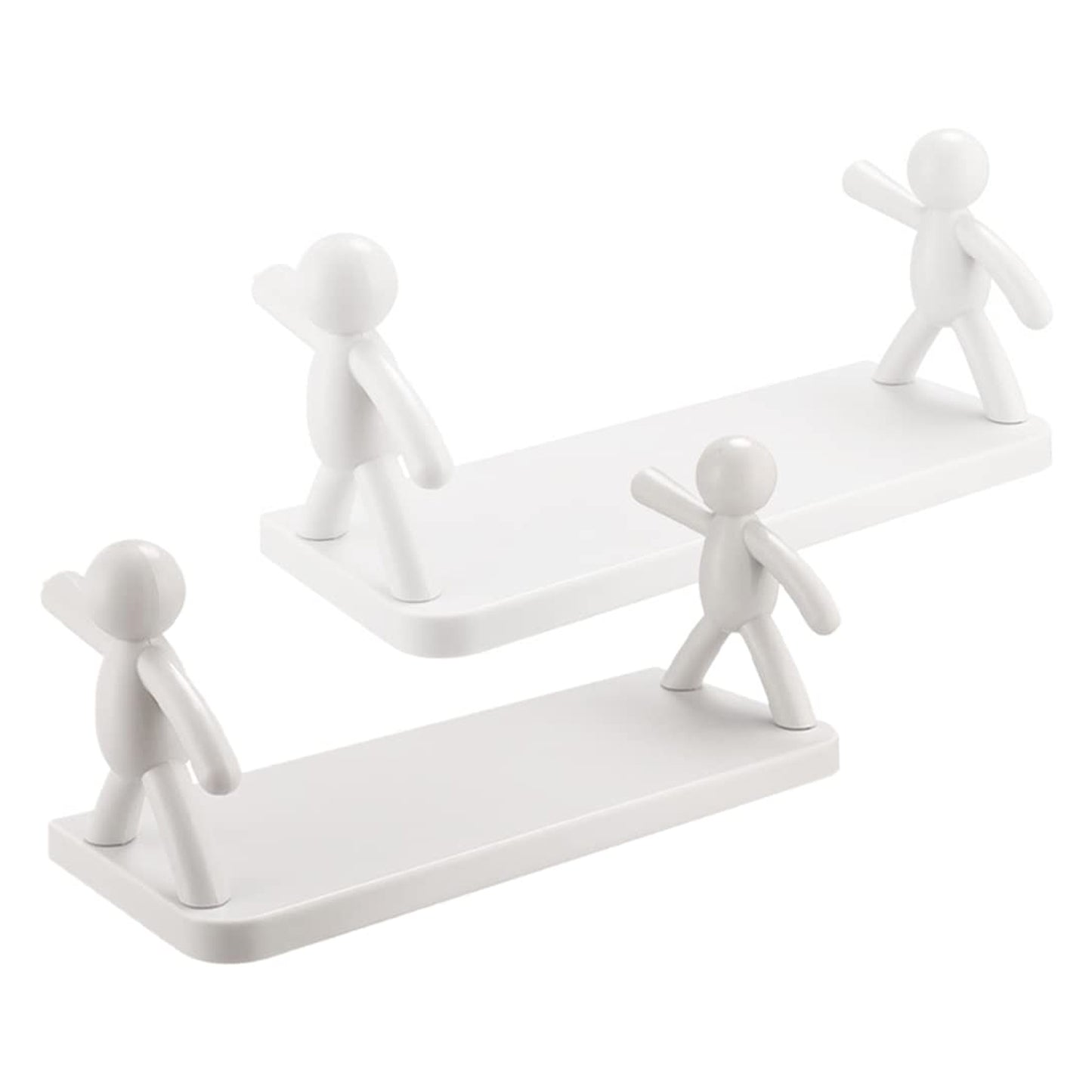 Self Adhesive Cute Floating Shelves Wall Shelf Wall Mounted Organizer - Human Figurine Brown Box