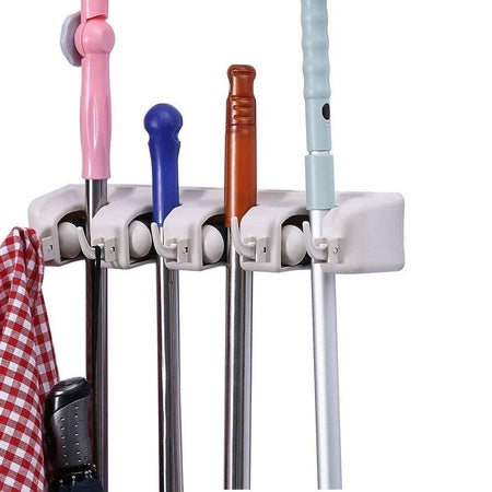 4-Layer Mop And Broom Holder Garden Tool Organizer Multipurpose Wall Mounted