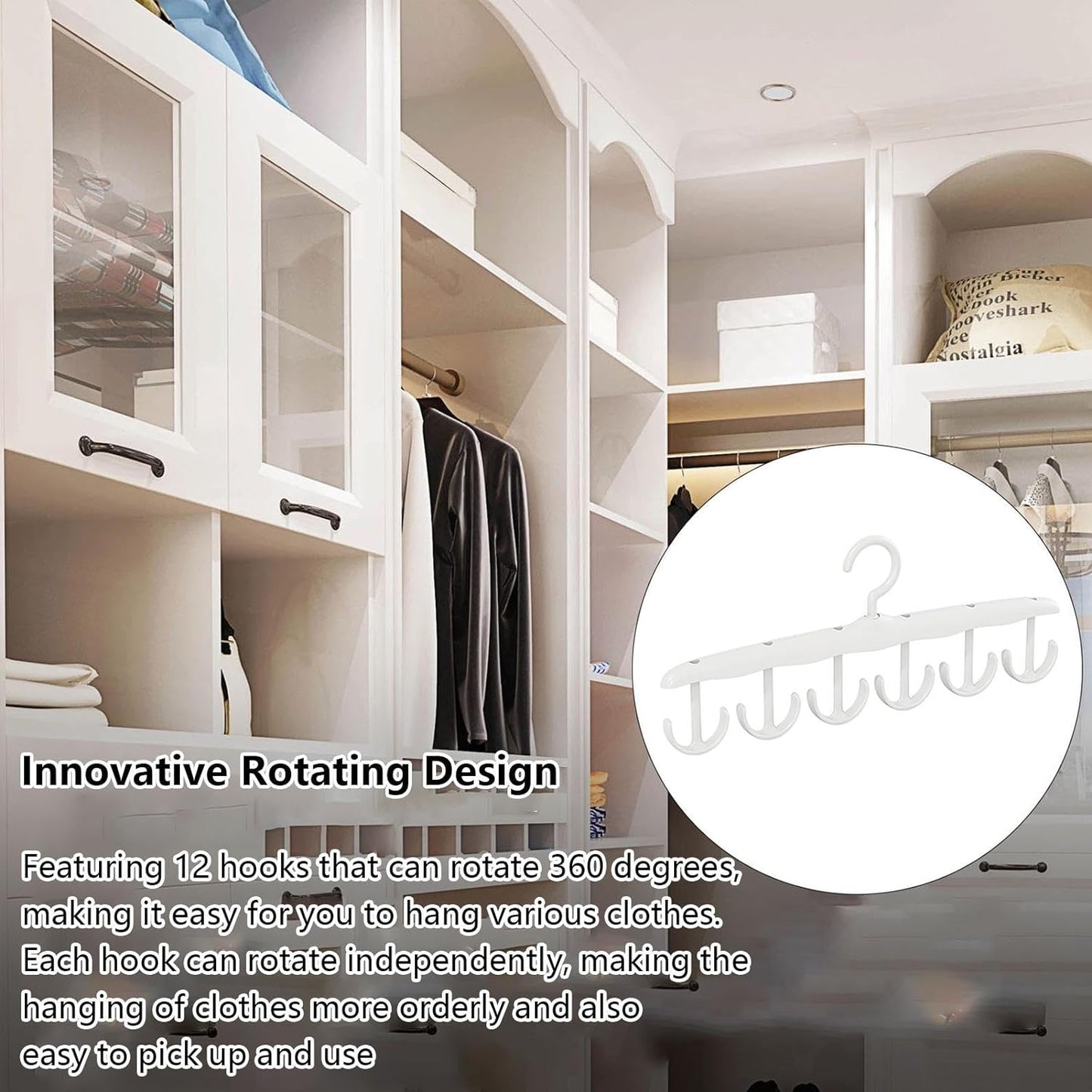 Tank Top Hanger 12-Hook Space Saving Hanger Capacity Rotatable Wood Space Saving Hanger Closet Organizers And Storage For Dorm Apartment For Tank Top