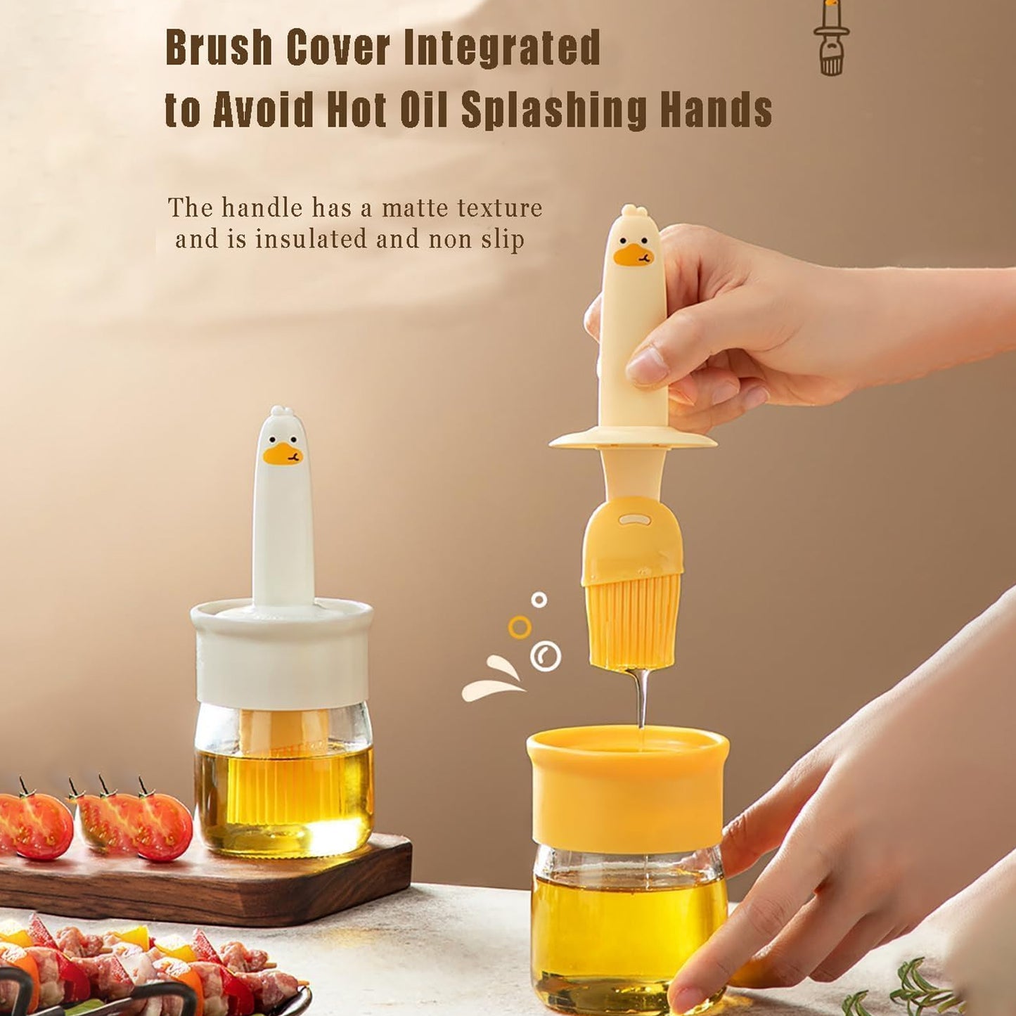 2 In1 Oil Dispenser Bottle With Silicone Basting Brush (1 Set)