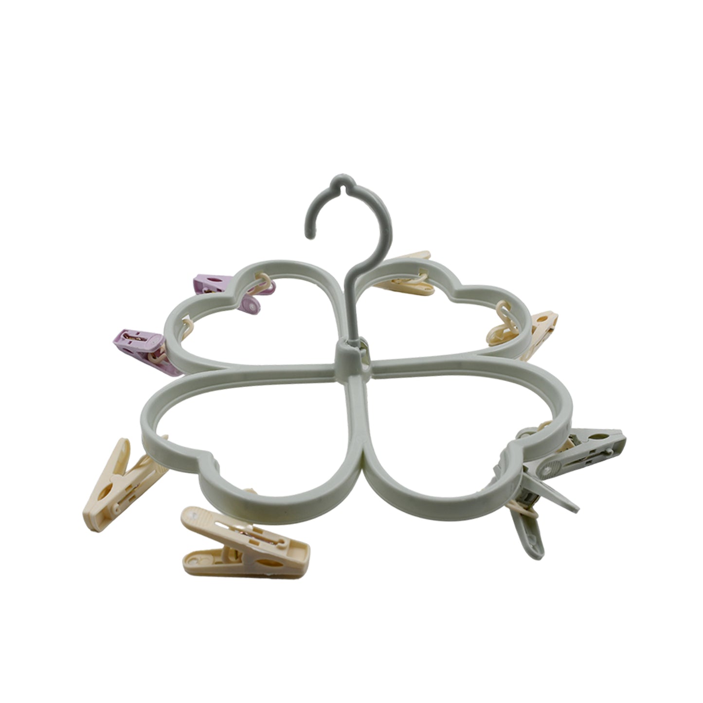 Heart Shape Clothe Spin Rack Laundry Drying Rack Clothes Hangers With 8 Clips Clip Hanger Drip Hanger For Drying Underwear Baby Clothes Socks Bras Towel Cloth Diapers Gloves