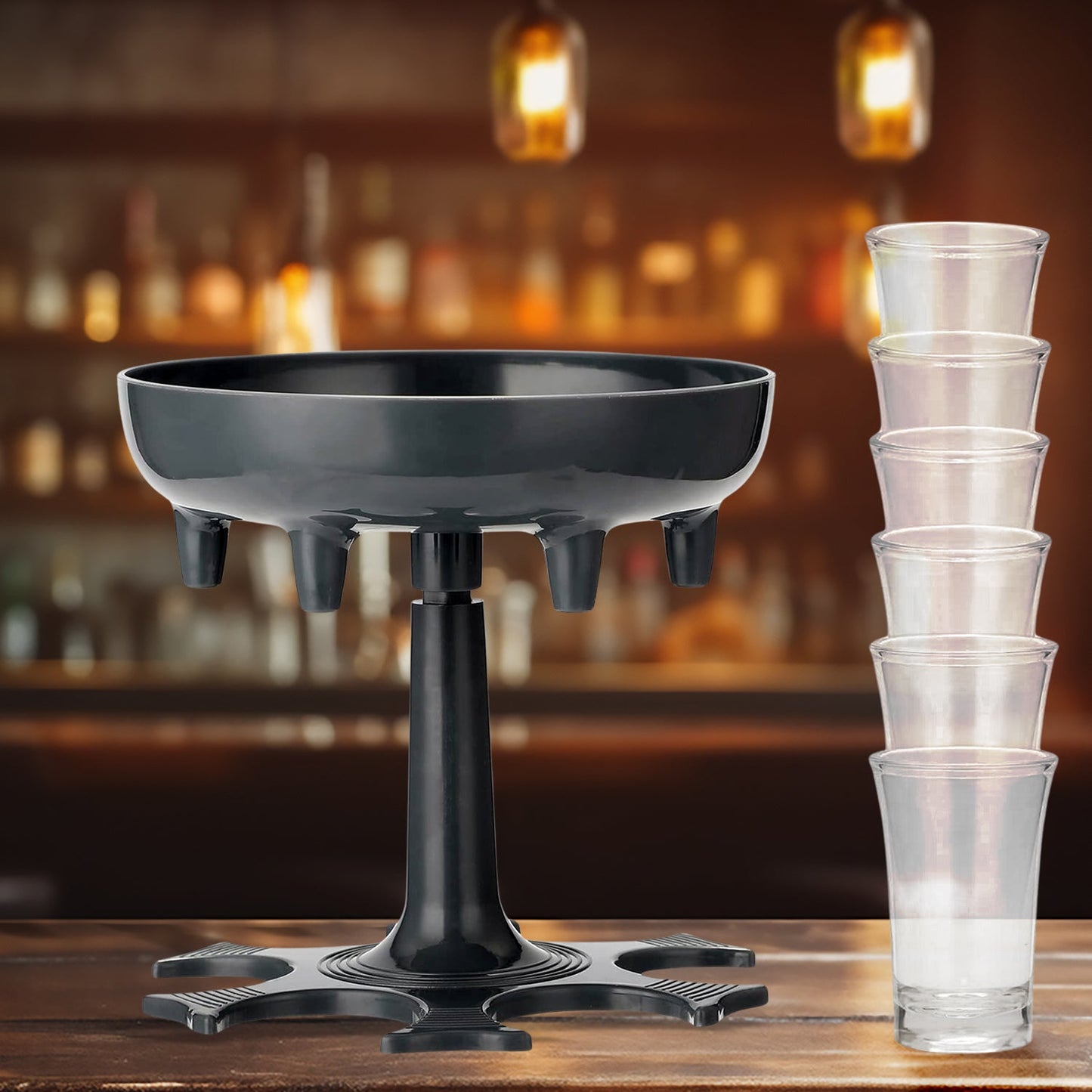 6 Shot Win Glass Dispensers With Tray 6 Pcs Glass