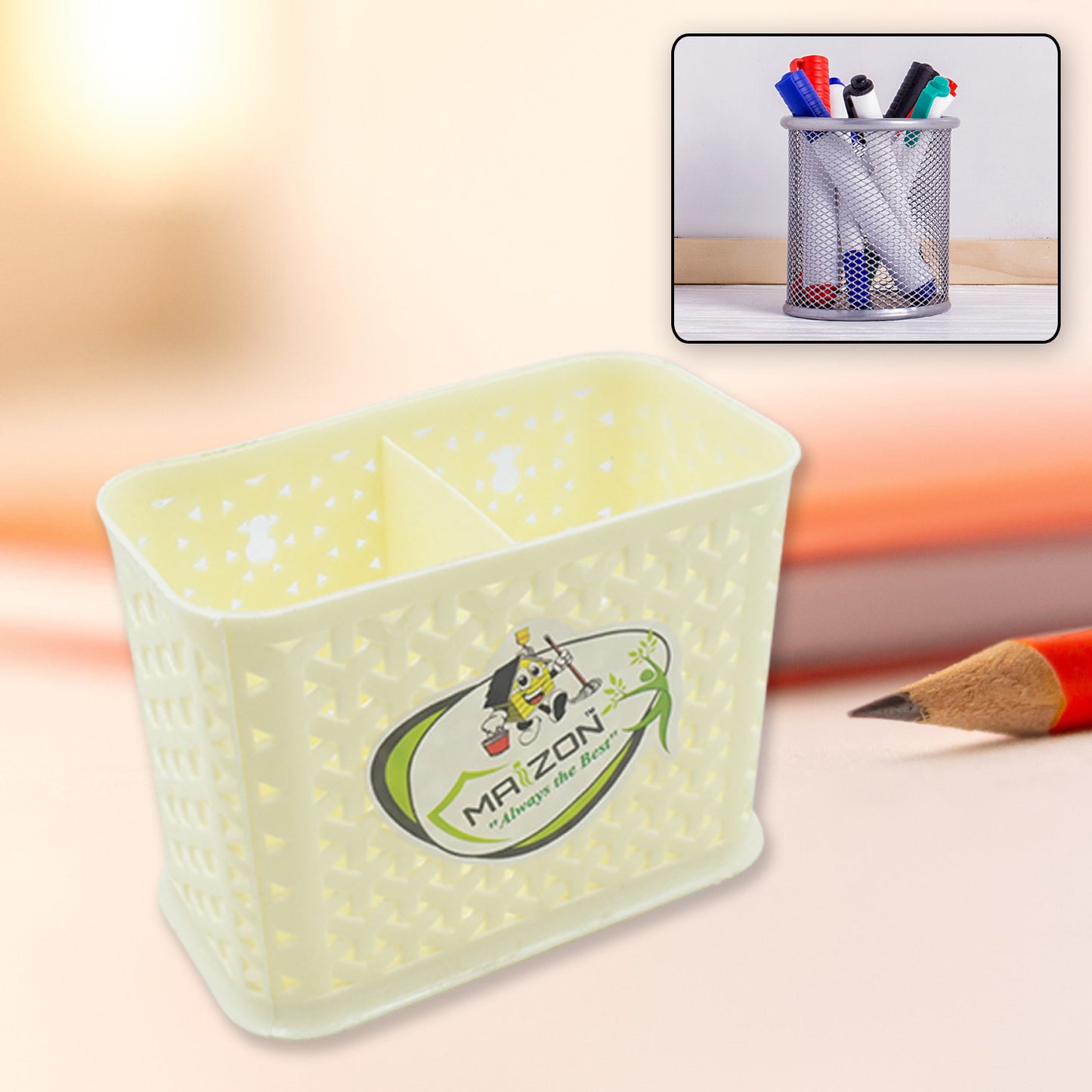 Multipurpose Holder For Desk Plastic Pen Pots Desk Organizers Pencil Pots Holder Stationary Supplies For Office Home School Non-Slip Silicone Bottom