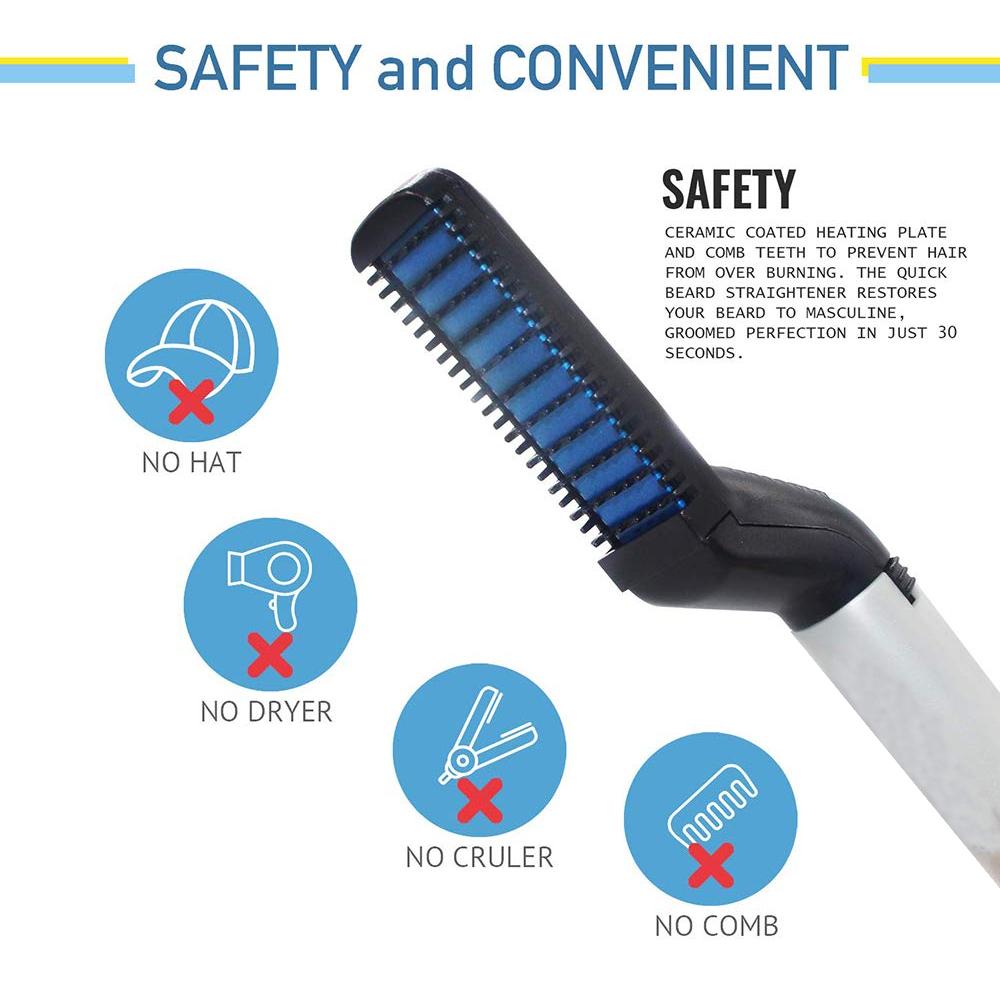 348Mens Beard And Hair Curling Straightener (Modelling Comb)