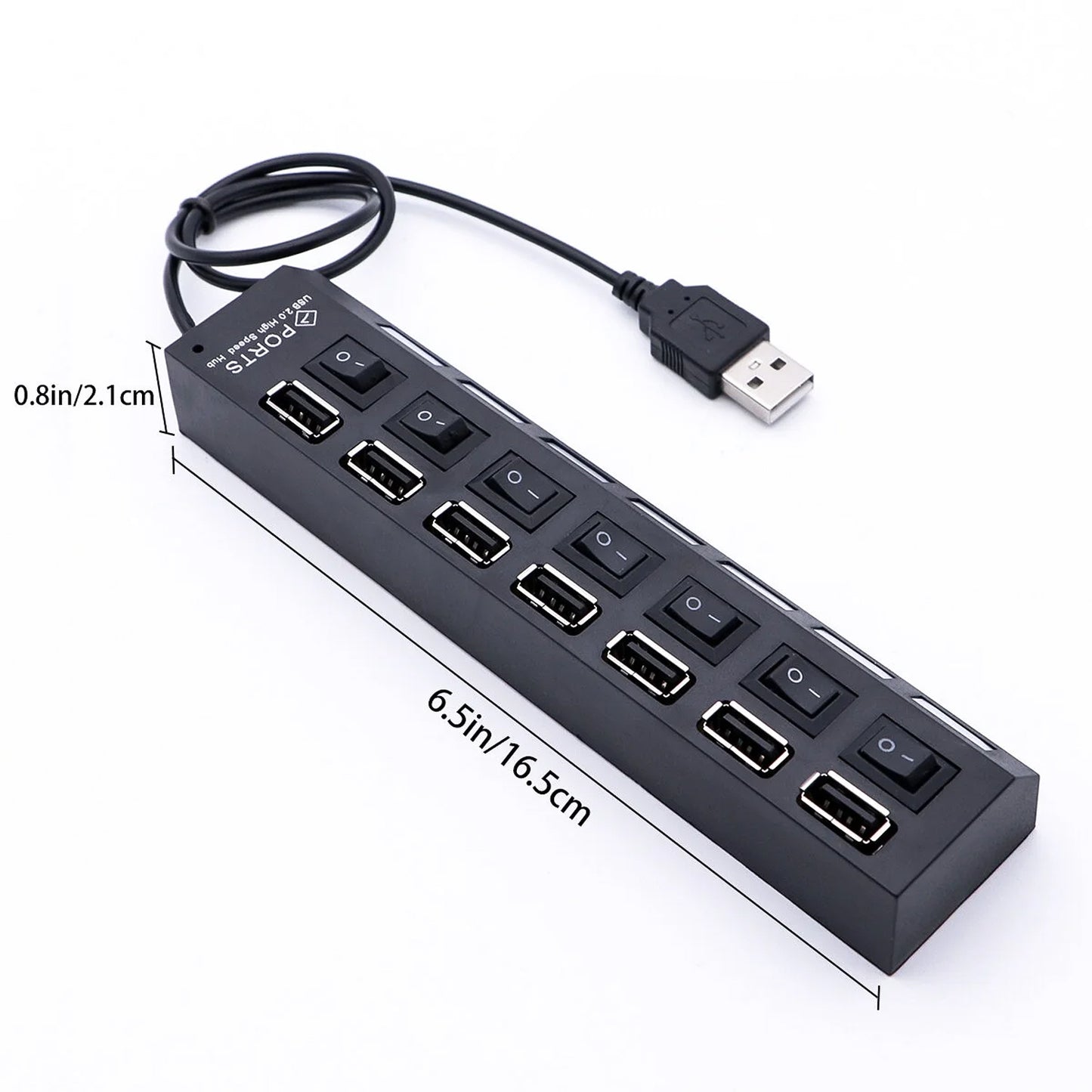 Usb Splitter Multi Port Usb 2.0 Hub 7 Port With Independent Onoff Switch And Led Indicators Usb A Port Data Hub Suitable For Pc Computer Keyboard Laptop Mobile Hdd Flash Drive Camera Etc