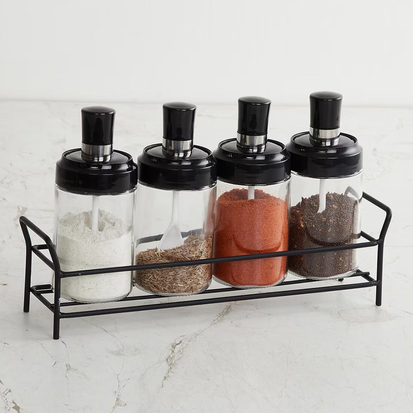 Transparent Glassoil Dispenser 500 Ml Bottle Set Of 2 Spice Jar 250 Ml Set Of 3 Oil Bottle For Kitchen Oil Vinegar Storage Glass Bottle Glass Container For Spice Masala (5 Pcs Set)