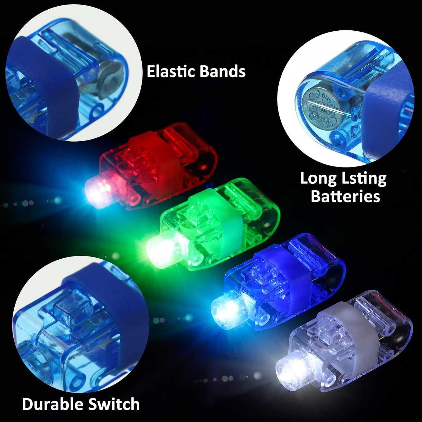 Light Up Finger Tips Clear Mini Rings Led Glow Ring With Elastic Band (1 Pc)