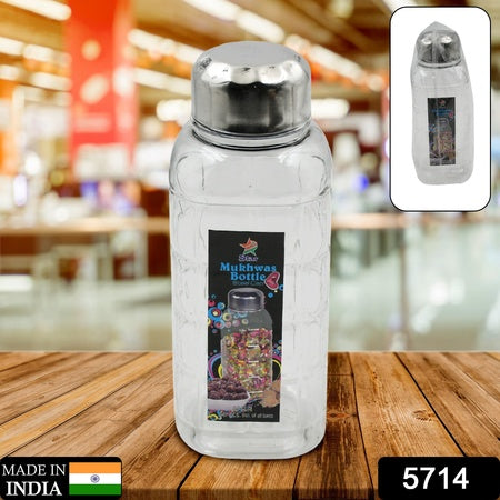 Plastic Transparent Mukhwas Bottle With Steel Cap Mouth Freshener Dryfruits Multipurpose Air Tight And Bpa Free Kitchen Storage Bottle (1 Pc)