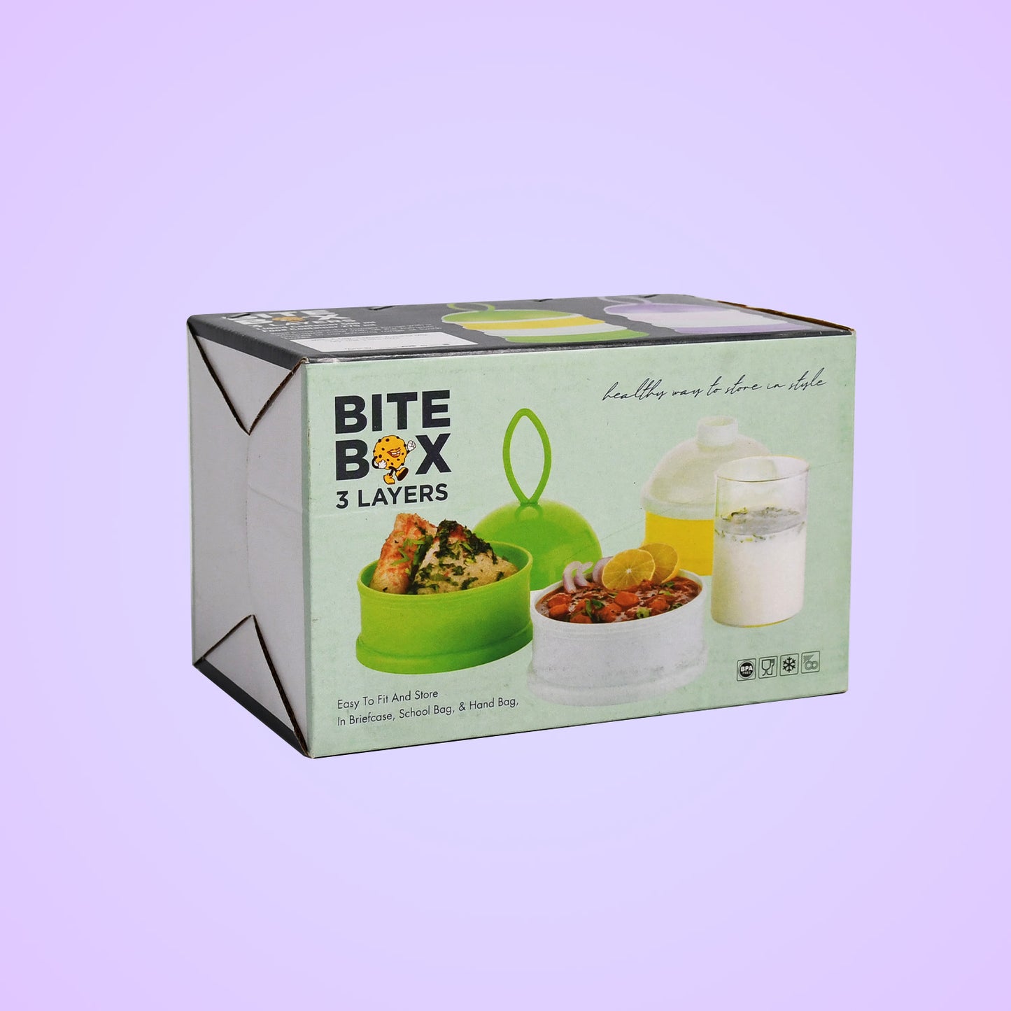 3 Layer Lunch Box Unique Design Bite Lunch Box With Liquid Food Container Lunch Box (Green)