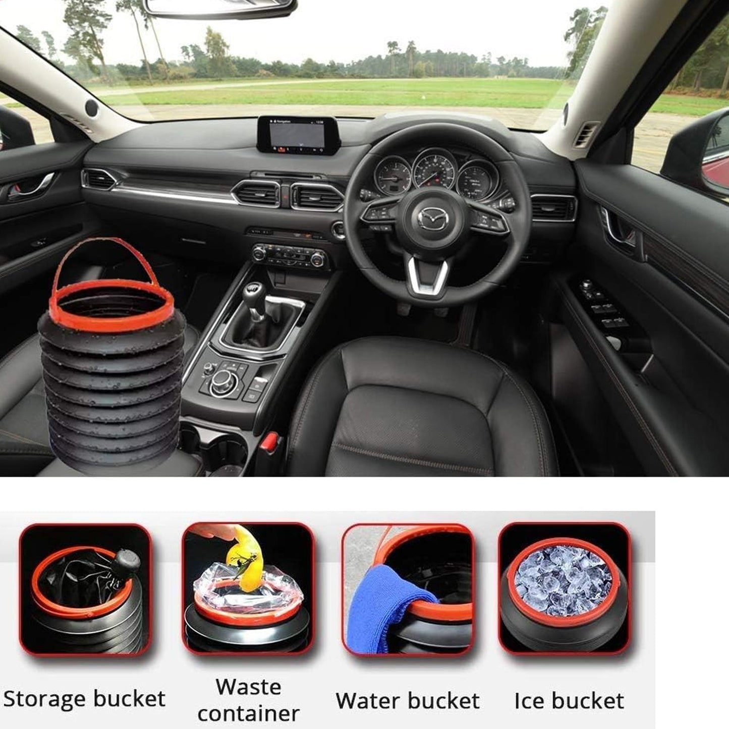 Foldable Storage Bucket Water Container Dustbin Multiuse Bucket For Home Car Kitchen Use Bucket
