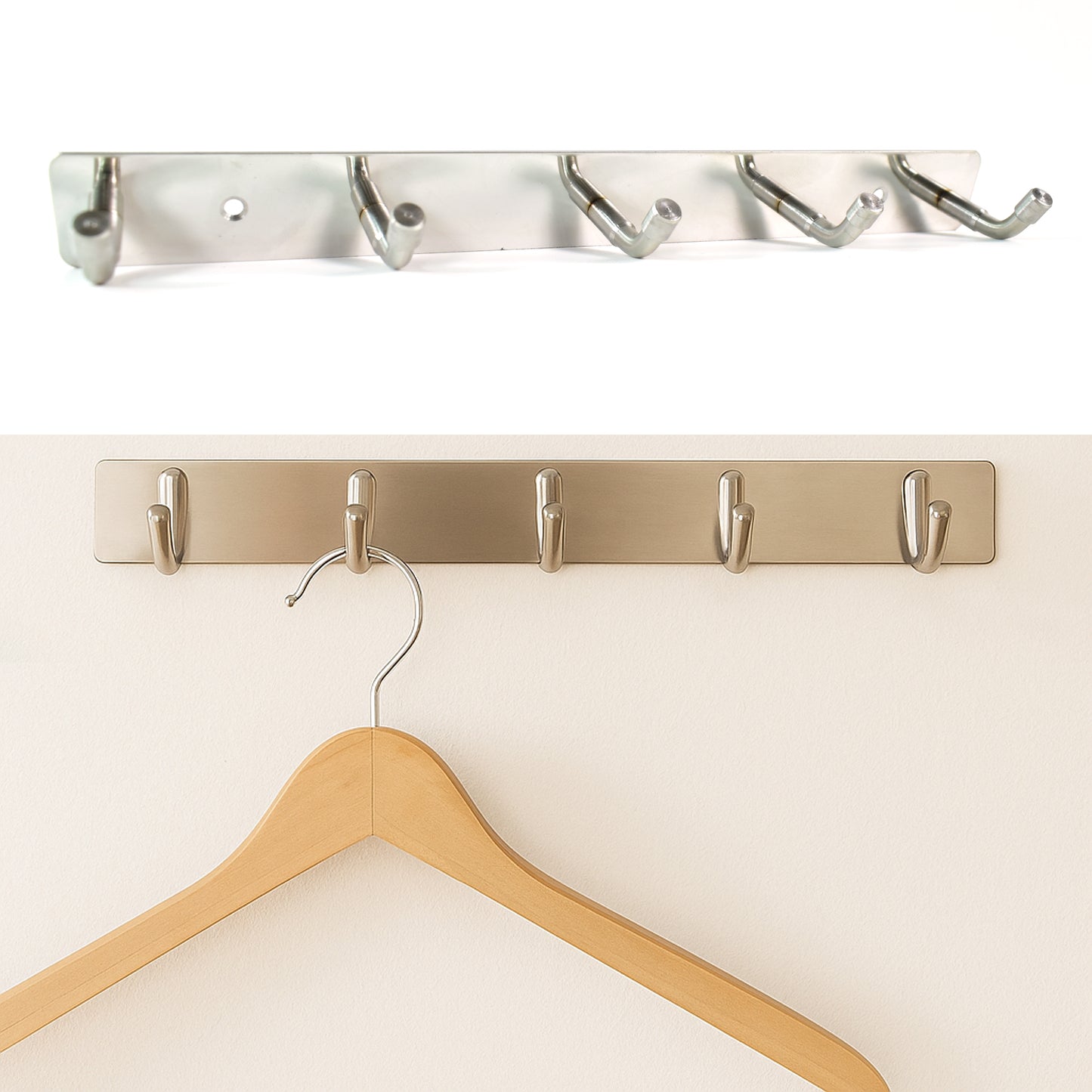 Stainless Steel Wall Mounted Coat 5 Hook Rack (26X3 1 Pc)