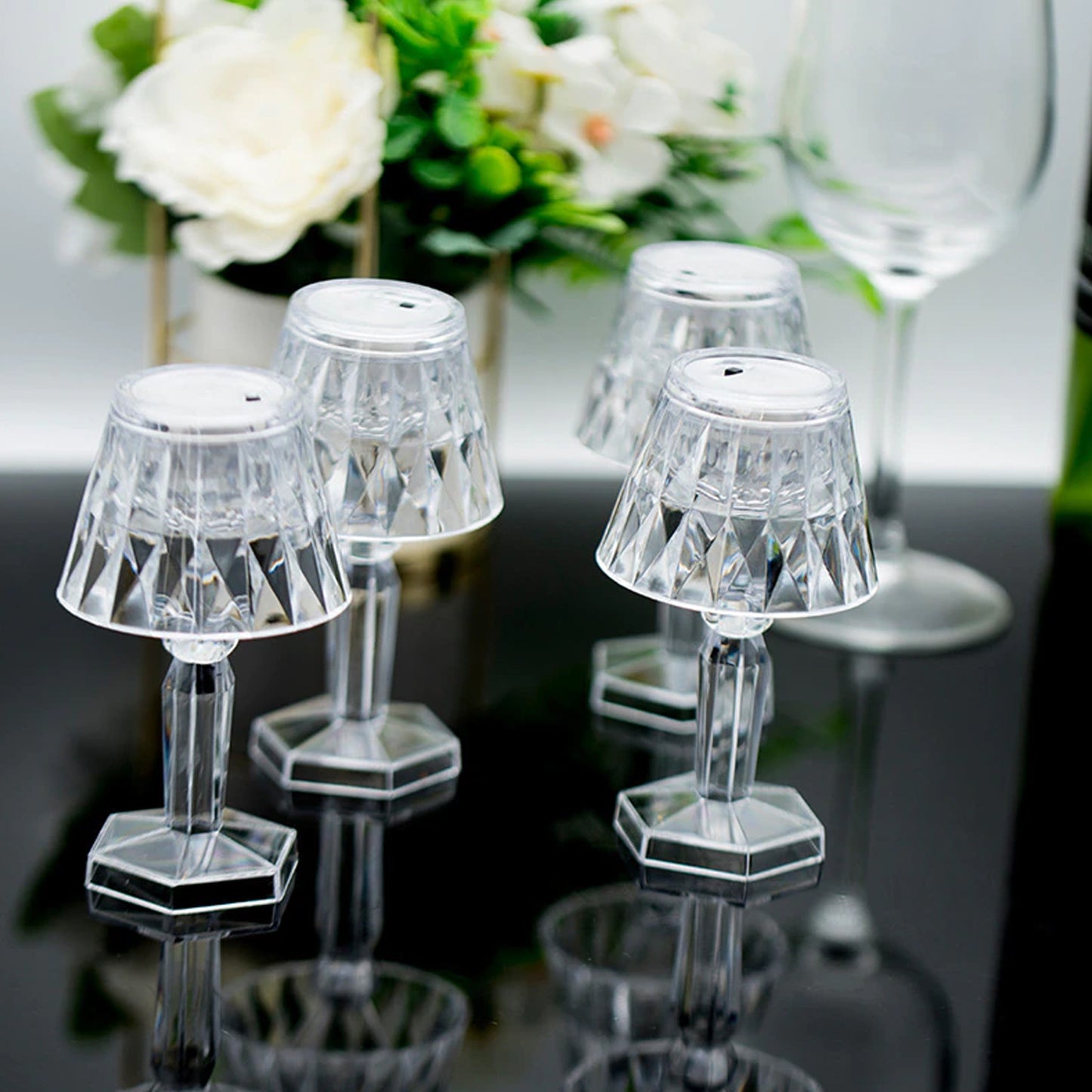 2In1 Transparent Mini Crystal Table Lamp With Reflection Light