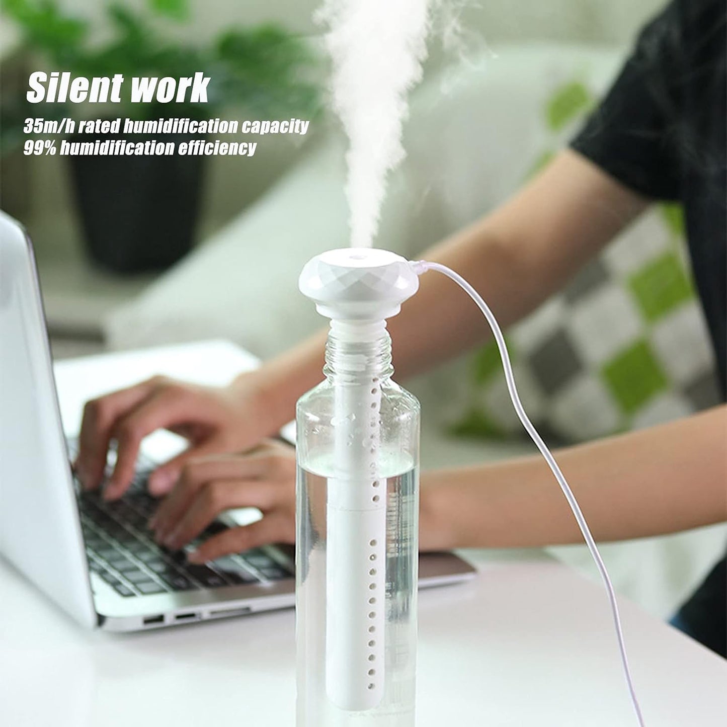 Mini Portable Humidifier For Car Personal Usb Powered Bedroom Quiet Humidified Ultrasonic Cool Mist Humidifier Plants Car Travel Office Hotel (1 Pc)