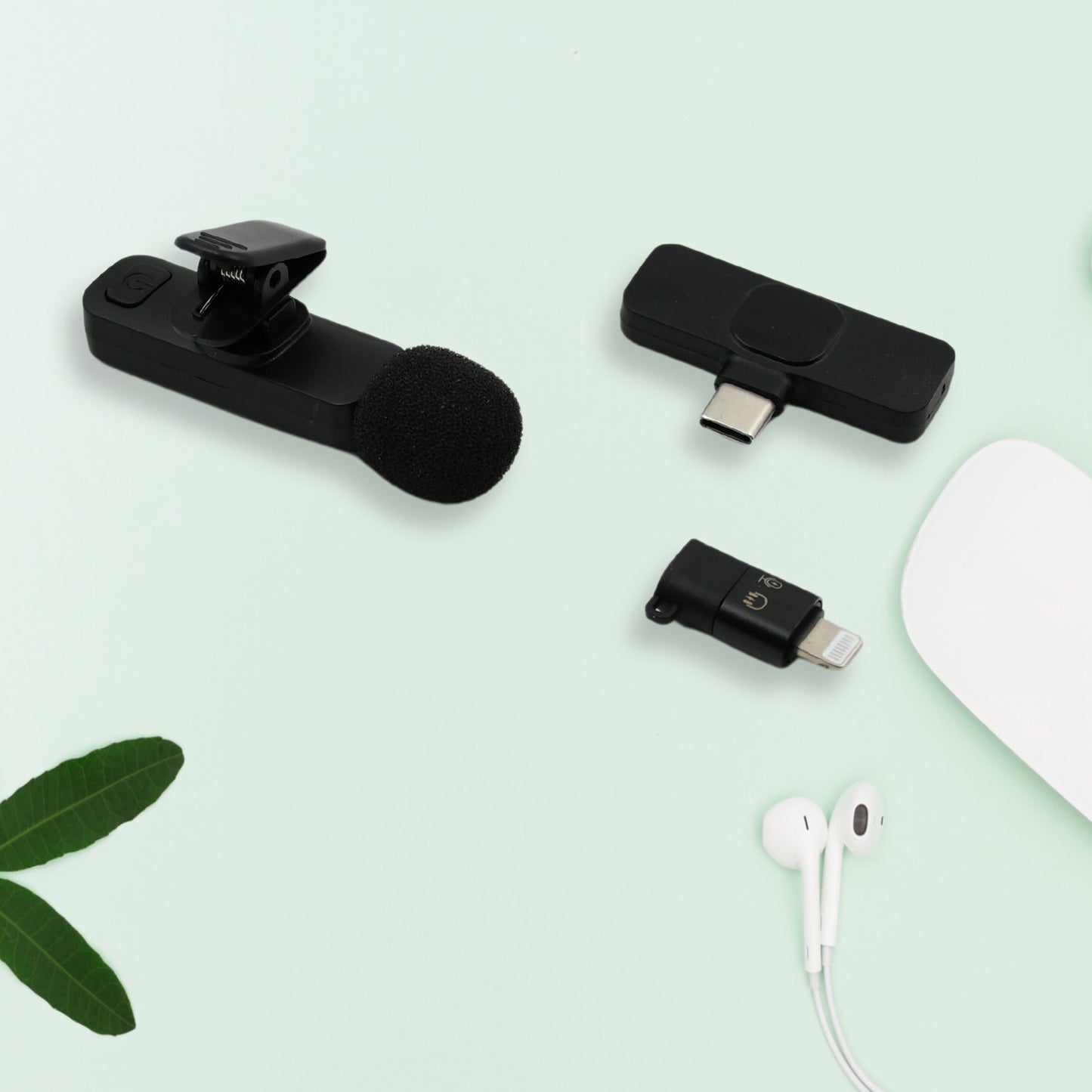 Intelligent Noise Cancelling Live Streaming Clip On Microphone For Type-C For Iphone With Charging Mini Wireless Lapel Collar Microphone