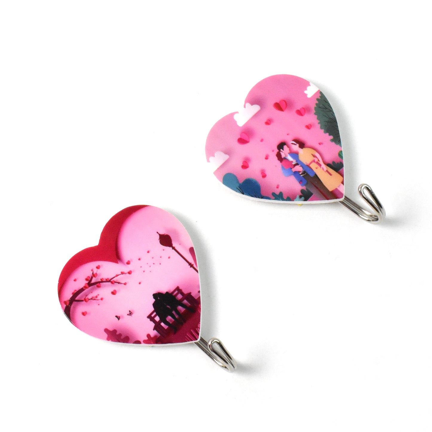 Multipurpose Strong Heart Shape Hook Self-Adhesive Hooks (2 Pc Set)