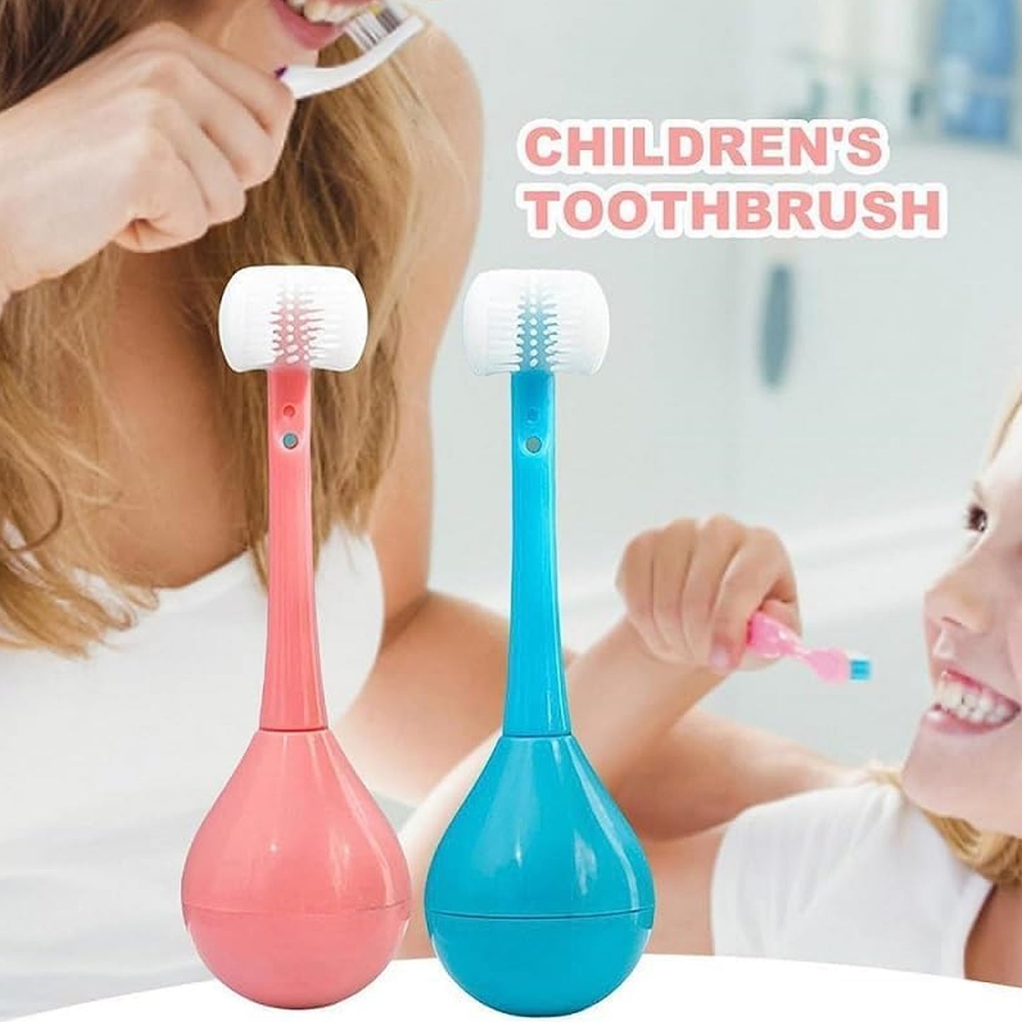 Toddler Toothbrush - Soft Bristle Toothbrush - 3-Sided Training Toothbrush With Silicone Head Inverted Cleaning Toothbrush For Aged 2-12 Childrens Cleaning (1 Pc)