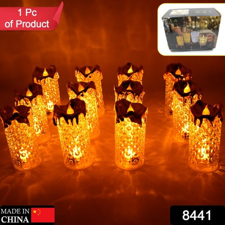 Gold Flameless Candles Led Light Flameless And Smokeless Decorative Candles Led Tea Light Candle Perfect For Gifting Home Diwaliwedding Christmas Crystal Candle Lights Table Decorations (12 Pc Moq)