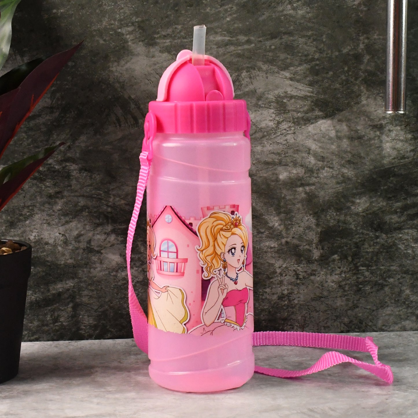 Cartoon Printed Water Bottle 550Ml (1 Pc)