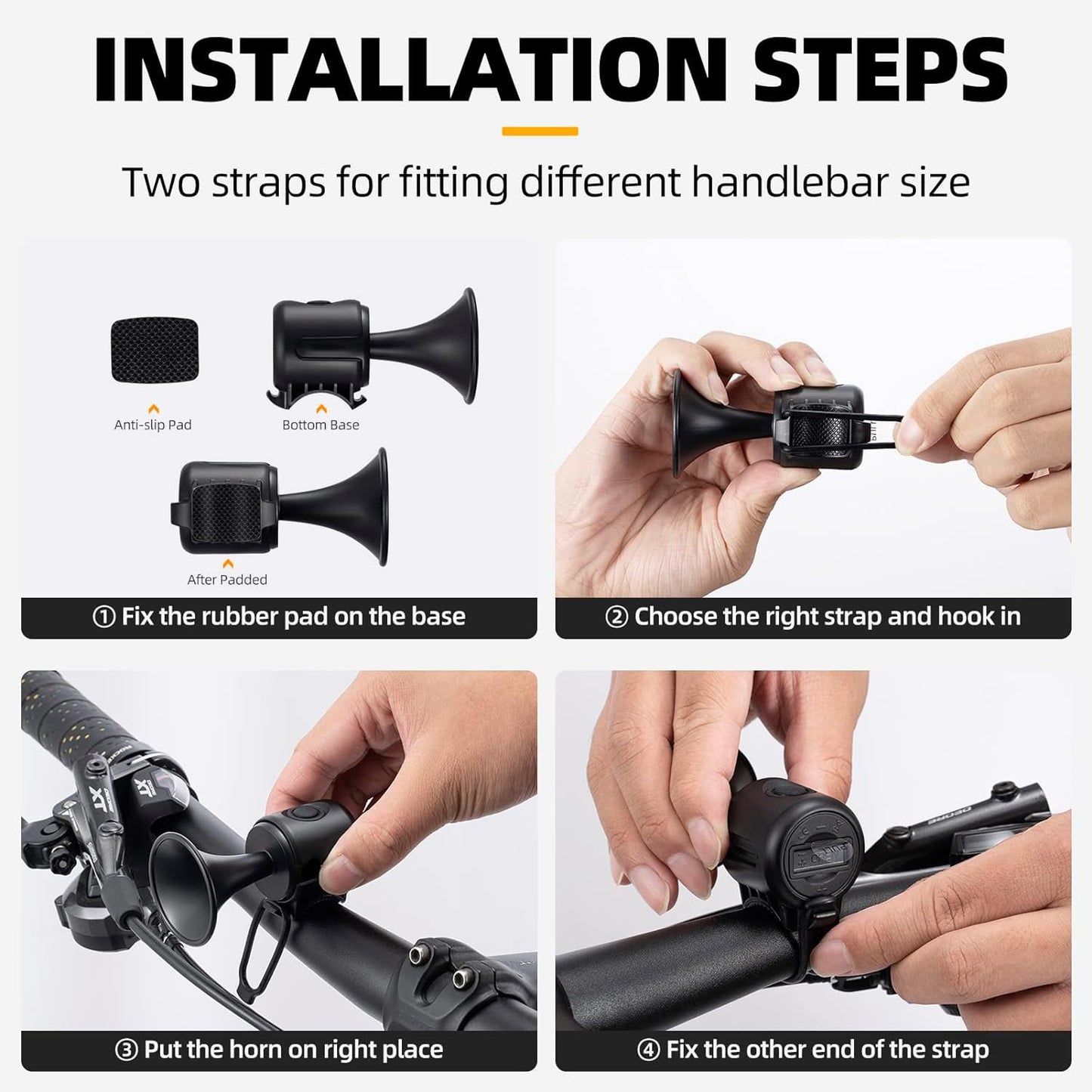 Bicycle Air Horn Loud - 120Db 1 Sound Mode Electronic Bicycle Bellsuper Electric Horn With Long Standby Button Battery Operatedipx4 Waterproof Loud Bell For Adults
