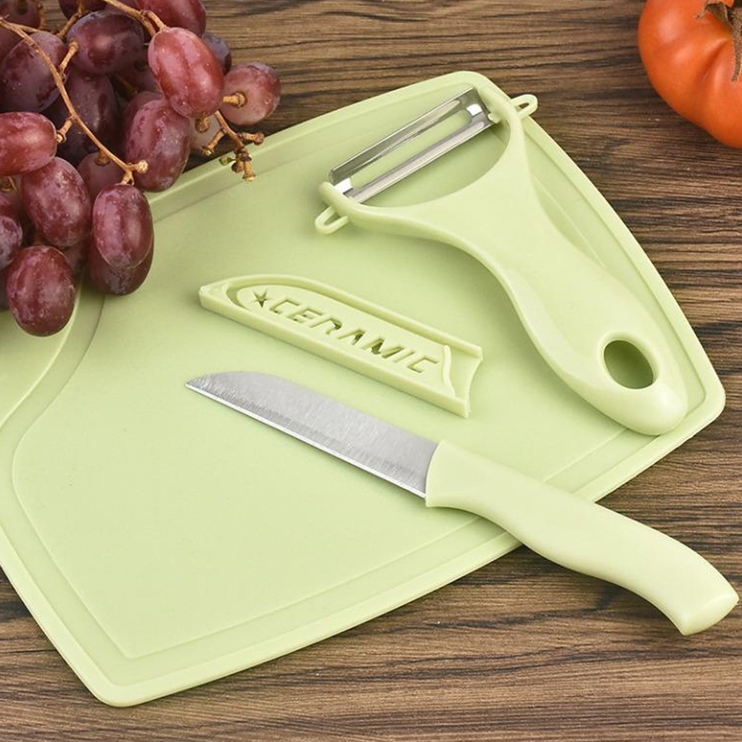 Plastic Kitchen Peeler - Green Classic Stainless Steel 3-Piece Knife Set Combo
