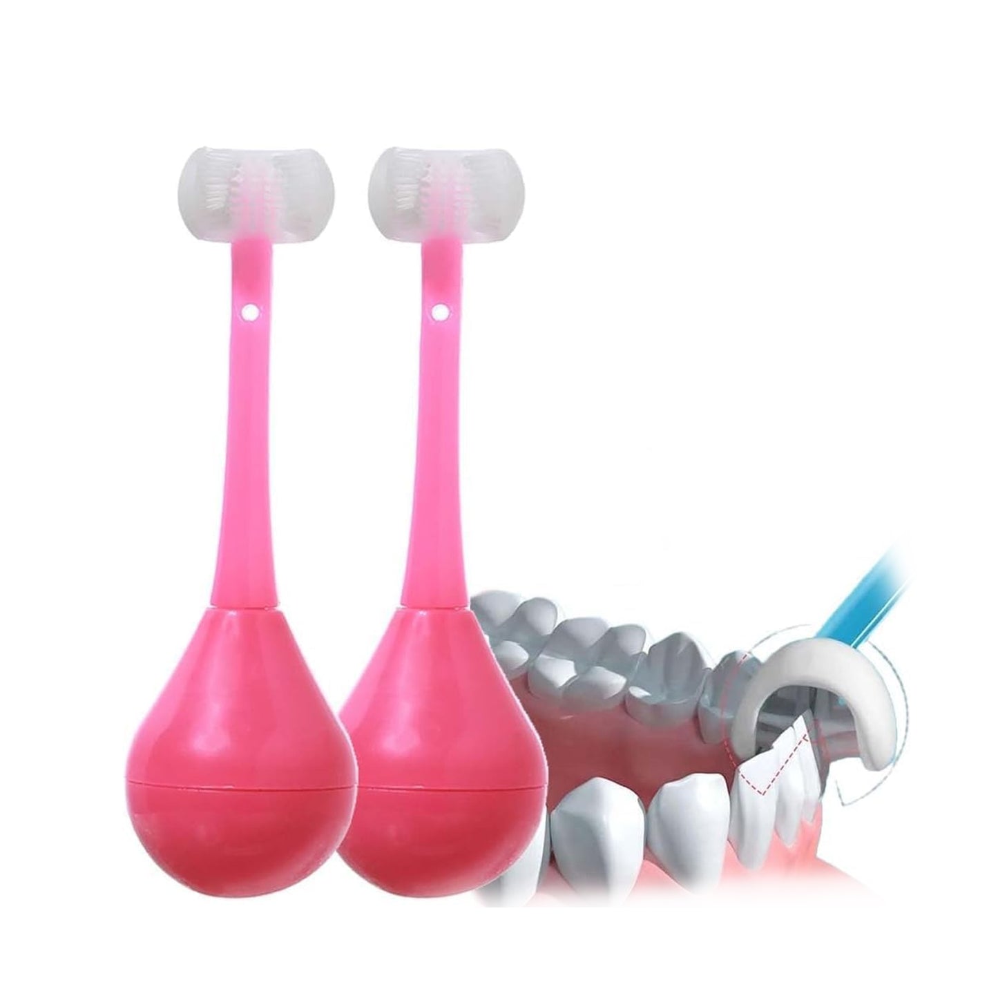 Toddler Toothbrush - Soft Bristle Toothbrush - 3-Sided Training Toothbrush With Silicone Head Inverted Cleaning Toothbrush For Aged 2-12 Childrens Cleaning (1 Pc)