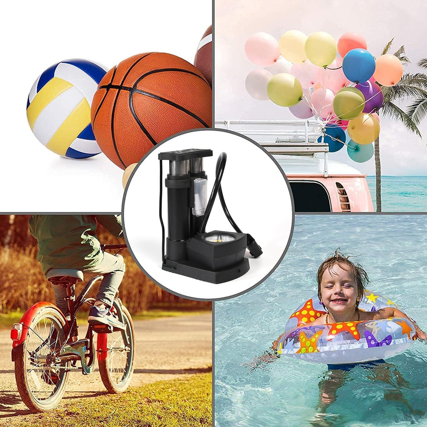 Portable Mini Bike Pumpcycle Pump Foot Activated With Gauge Floor Bicycle Pump Cycle Pump