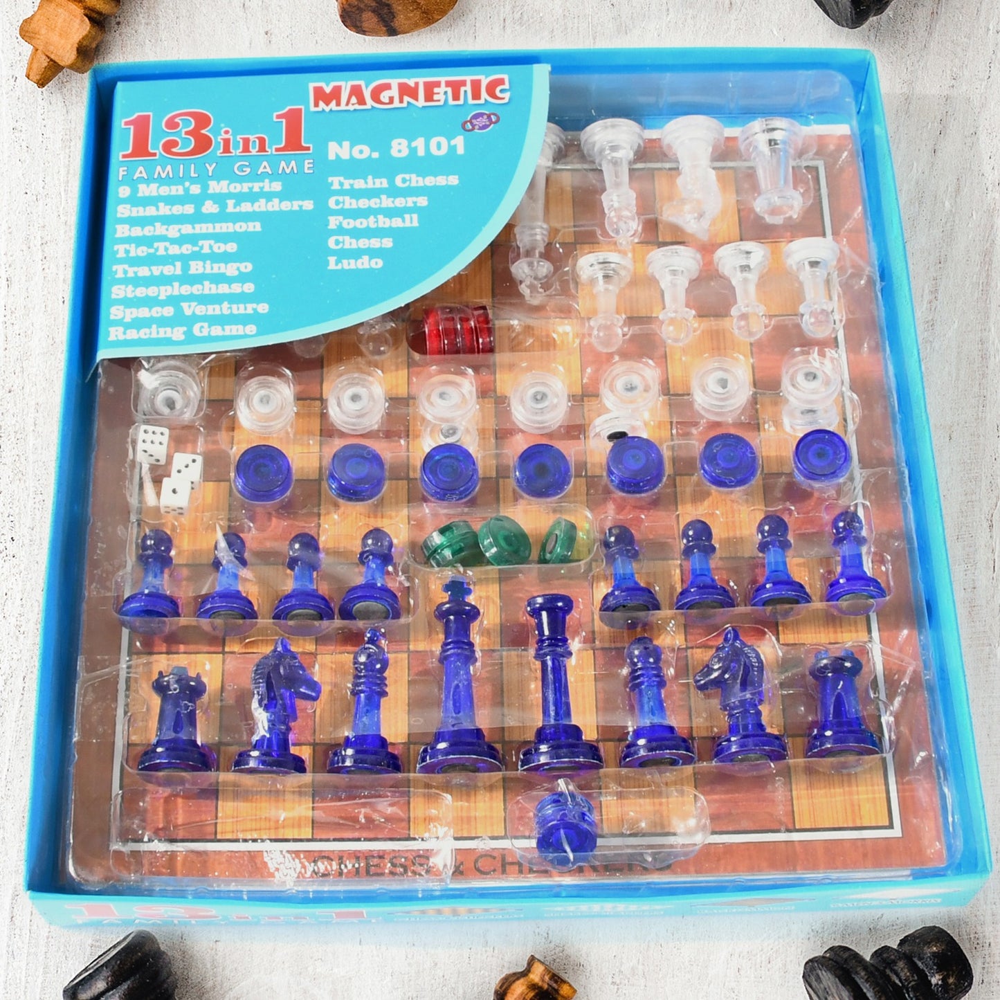 13 In 1 Family Board Game Chess Snakes Ladders Ludo Tic-Tac-Toe Checkers Travel Bingo Football Space Venture Steeplechase Set For Kids