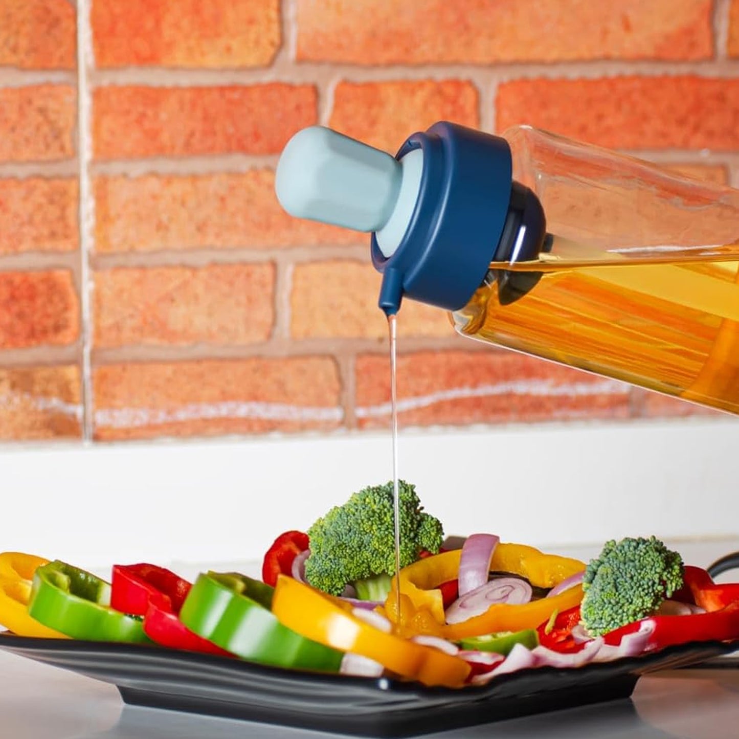 2 In1 Transparent Oilar Dispenser With Silicone Oil Dropper Nozzle (1 Pc With Brush 1 Ltr.)