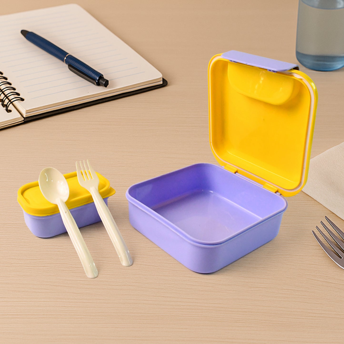 Kidslunch Box Set With Small Inner Container Spoon Fork (1 Pc)