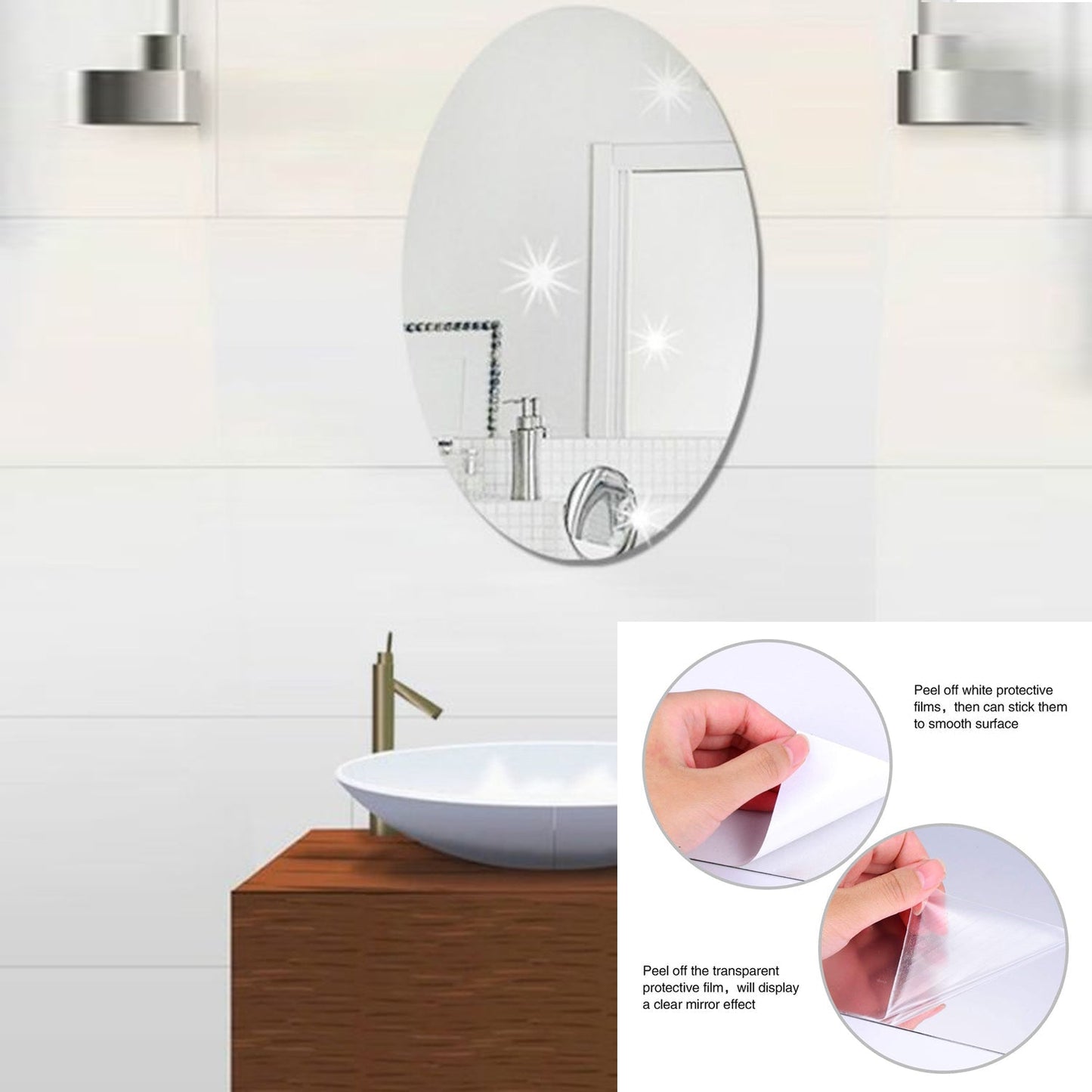 Oval Shape 3D Mirror Sticker Used In All Kinds Of Household And Official Purposes As A Sticker Etc.