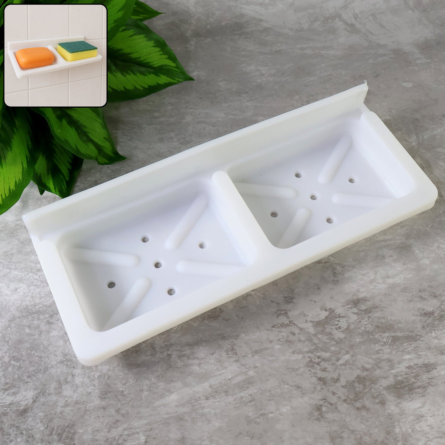 Wallmounted Double Compartment Soap Sponge Holder (1 Pc)