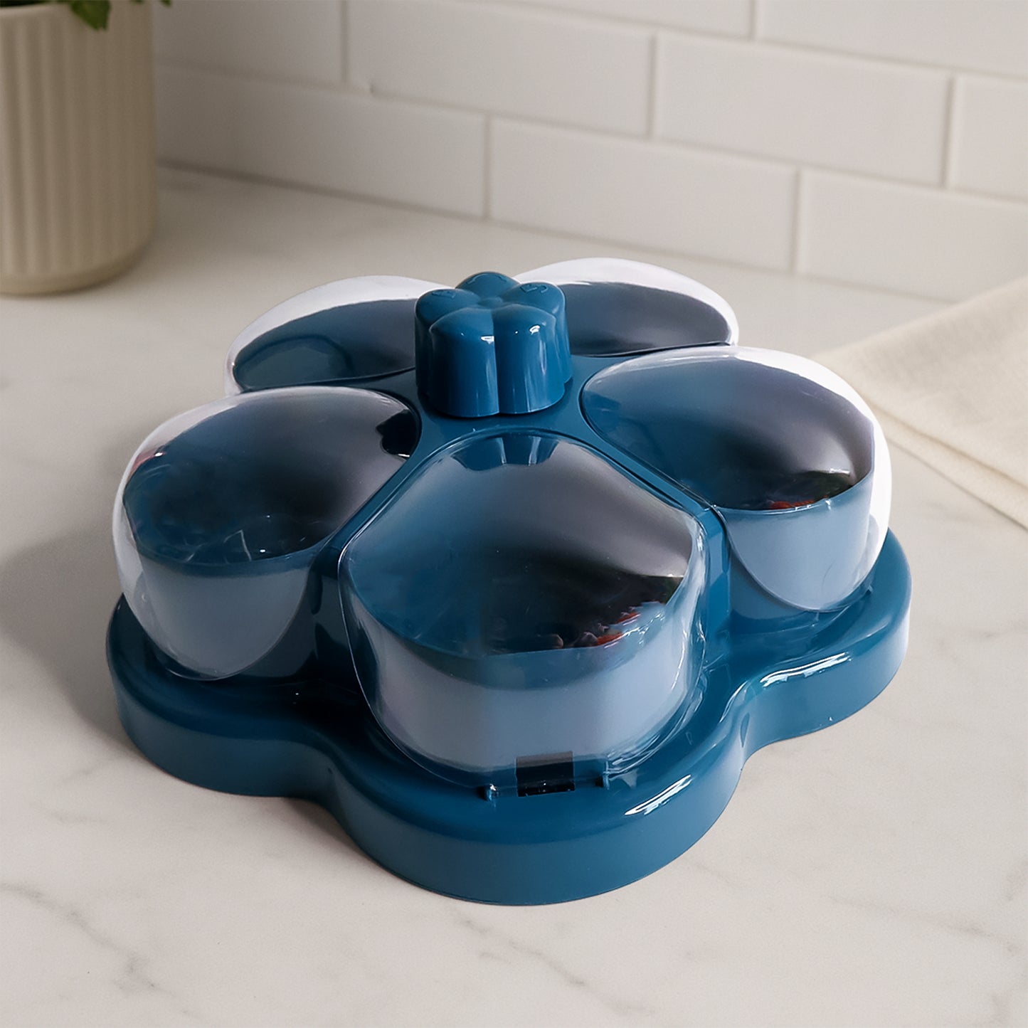 Lotusshape Rotating Dry Fruit Snack Organizer Box With Compartments (1 Pc)