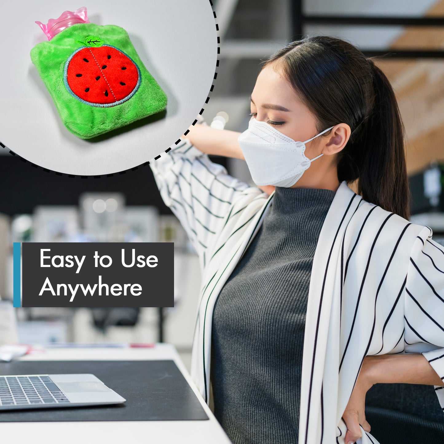 Watermelon Small Hot Water Bag With Cover For Pain Relief Neck Shoulder Pain And Hand Feet Warmer Menstrual Cramps.