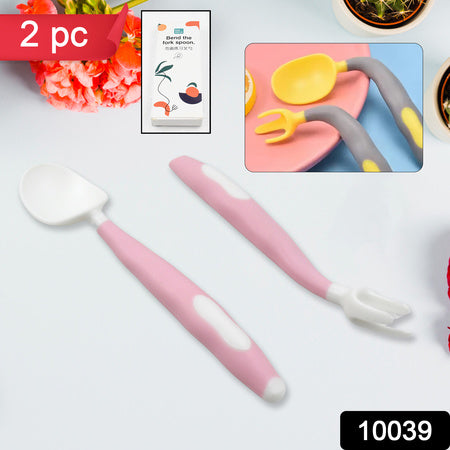 Silicone Bendable Kids Feeding Spoons And Forks Toddler Utensils With Travel Case Baby Spoon And Fork Set For Self-Feeding Learning Bendable Handle For Kid Children Toddlers (2 Pc Set)