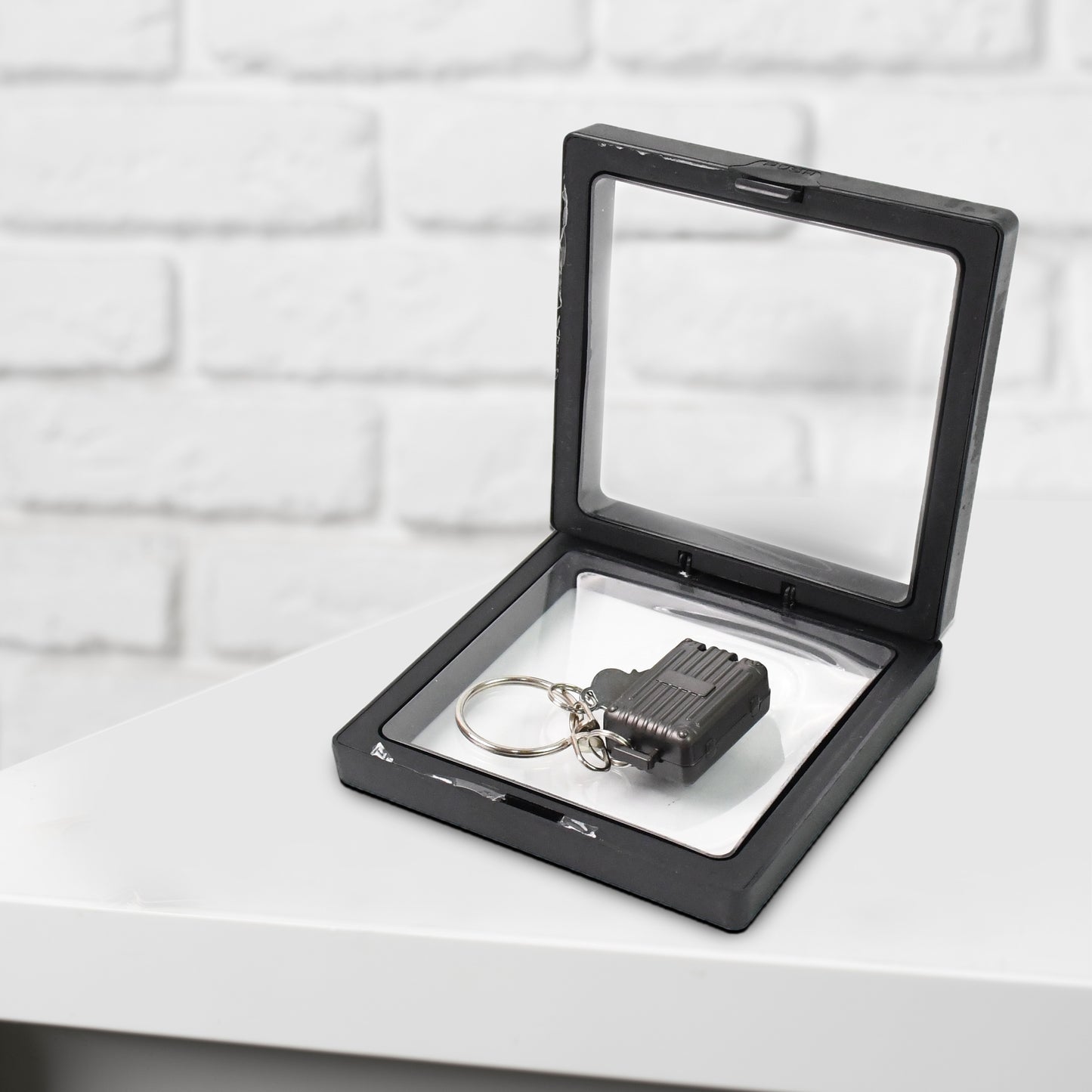Suitcase Shape Nail Clipper Keychain With Key 3D Floating Frame Display Case (1 Set)