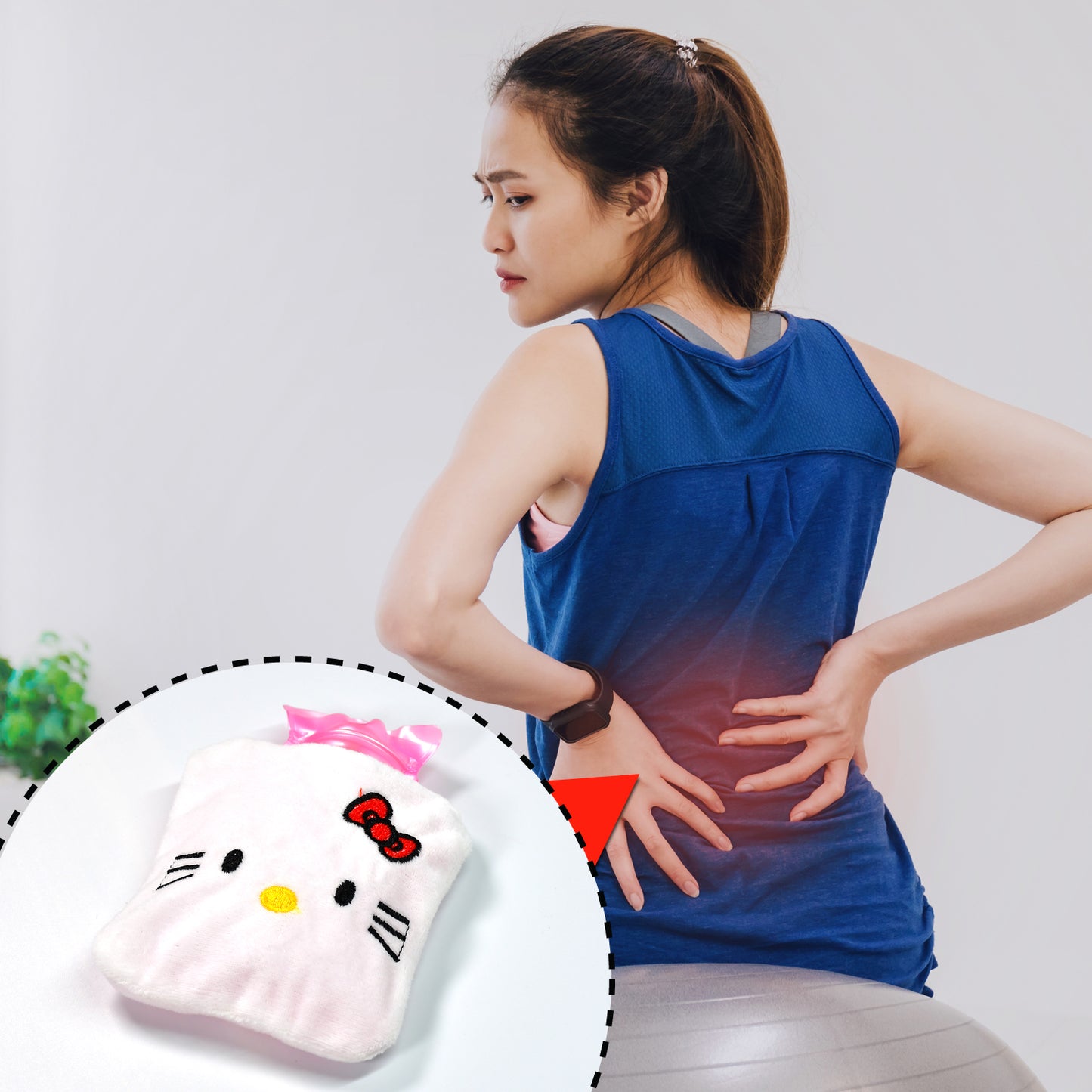 White Hello Kitty Small Hot Water Bag With Cover For Pain Relief Neck Shoulder Pain And Hand Feet Warmer Menstrual Cramps.