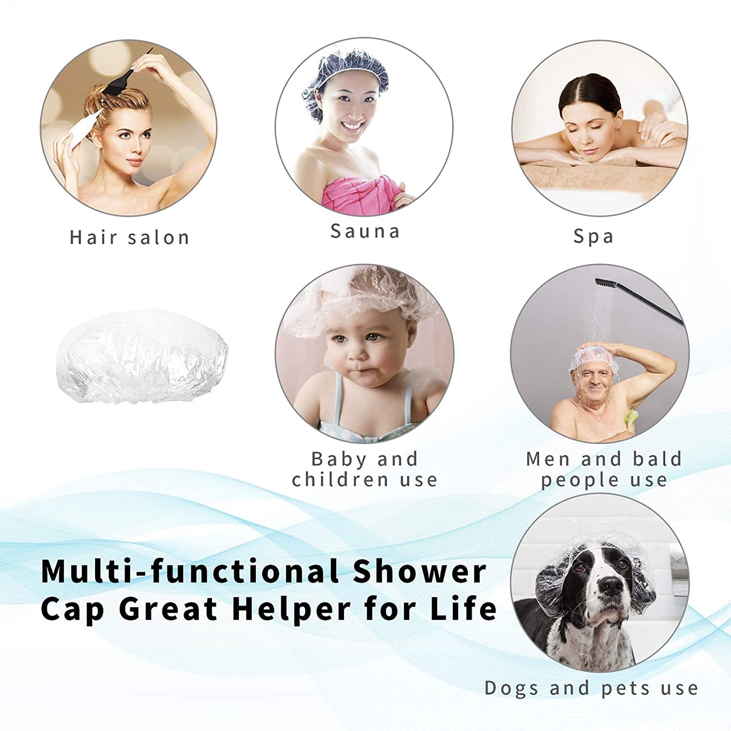 Disposable Shower Caps For Women Larger Thicker Waterproof And Individually Wrapped Plastic Elastic Hair Bath Caps For Hotel And Spa Hair Salon Home Use Portable Travel (Pack Of 12)