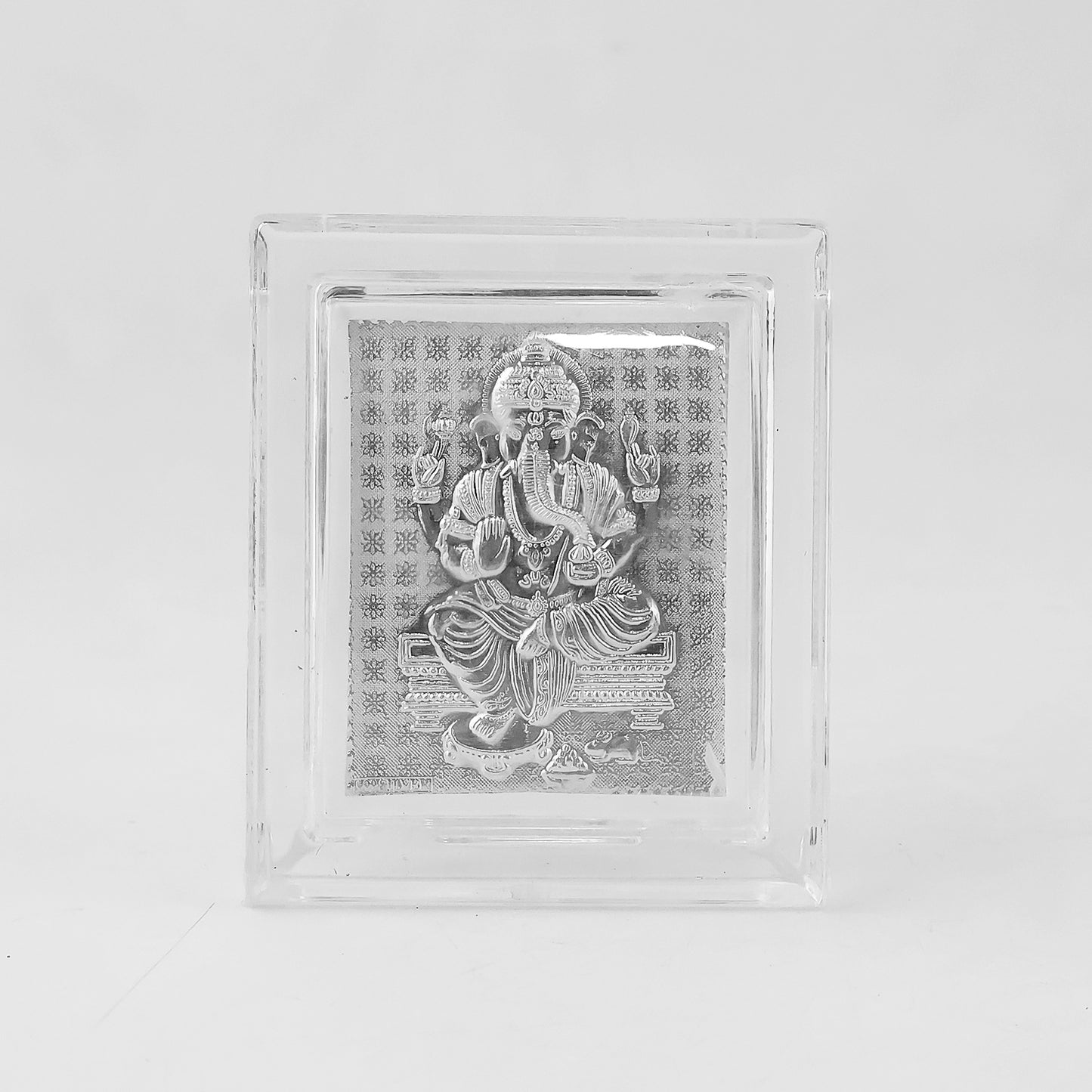 Embossed Silver-Plated Lord Ganesha Photo Frame (1 Pc)