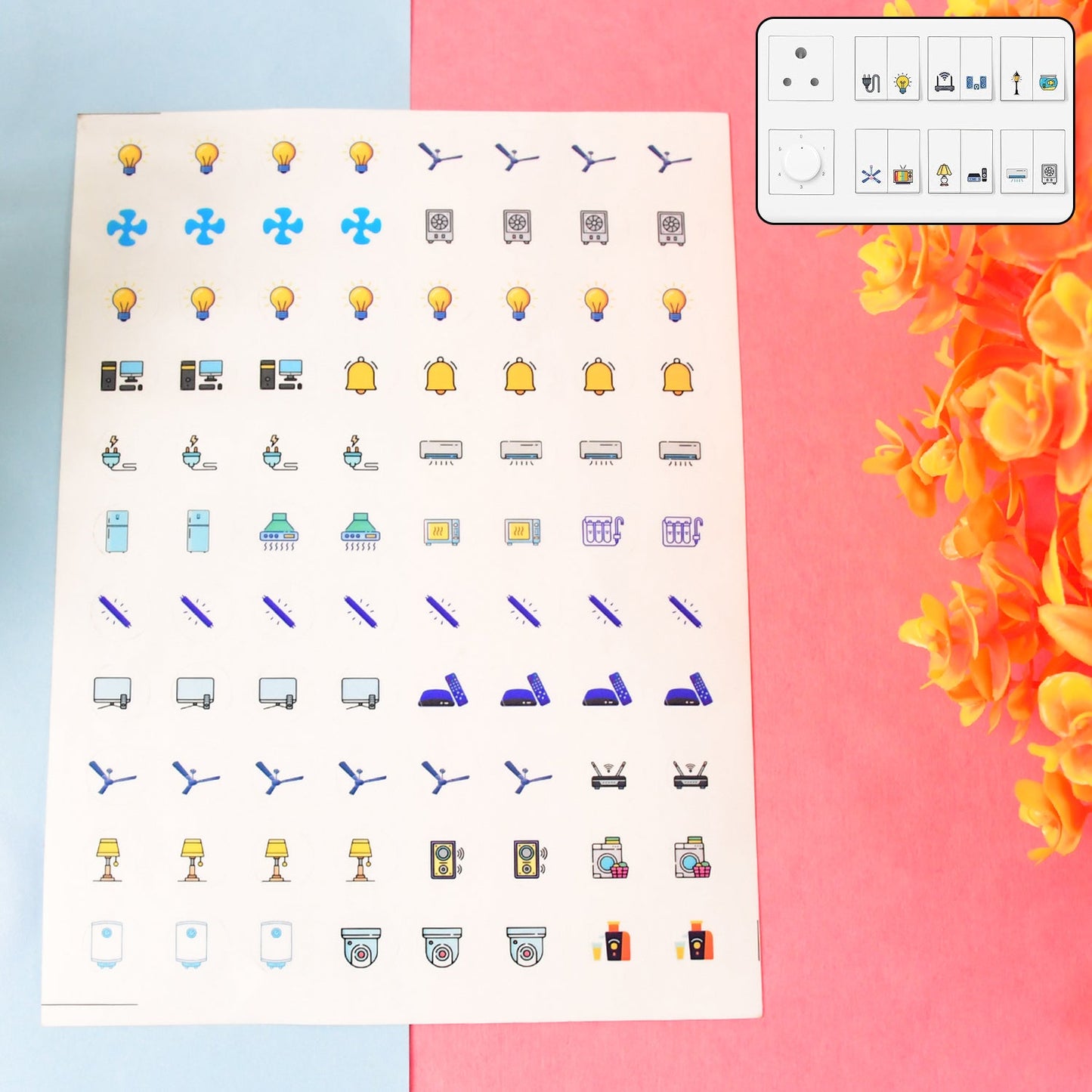Pack Of 10 Sheet Smart Switch Icon Sticker Sheet (10 Sheet Multi Icons)